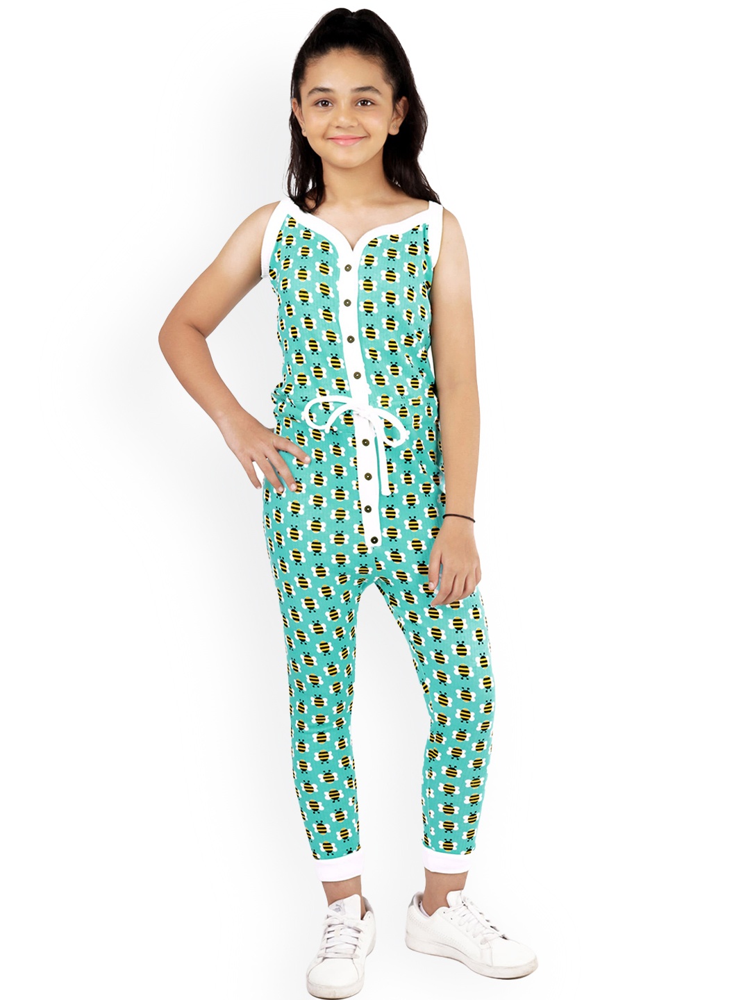 

DChica Girls Turquoise Blue Printed Jumpsiut
