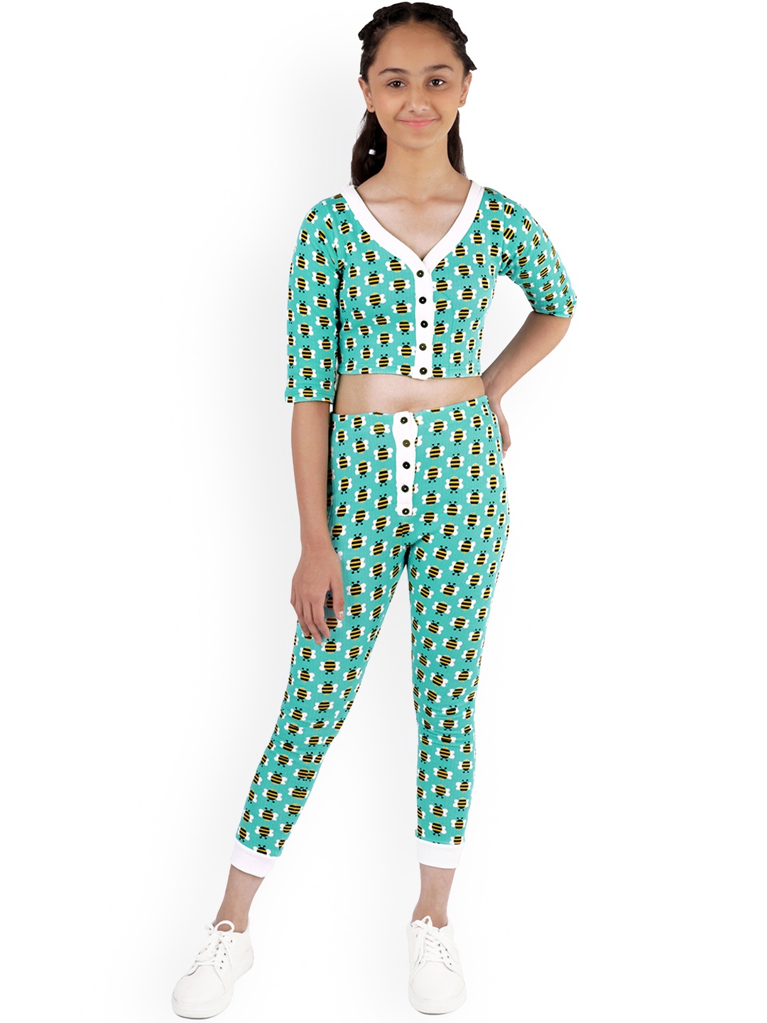 

DChica Girls Turquoise Blue Printed Cotton Thermal Set