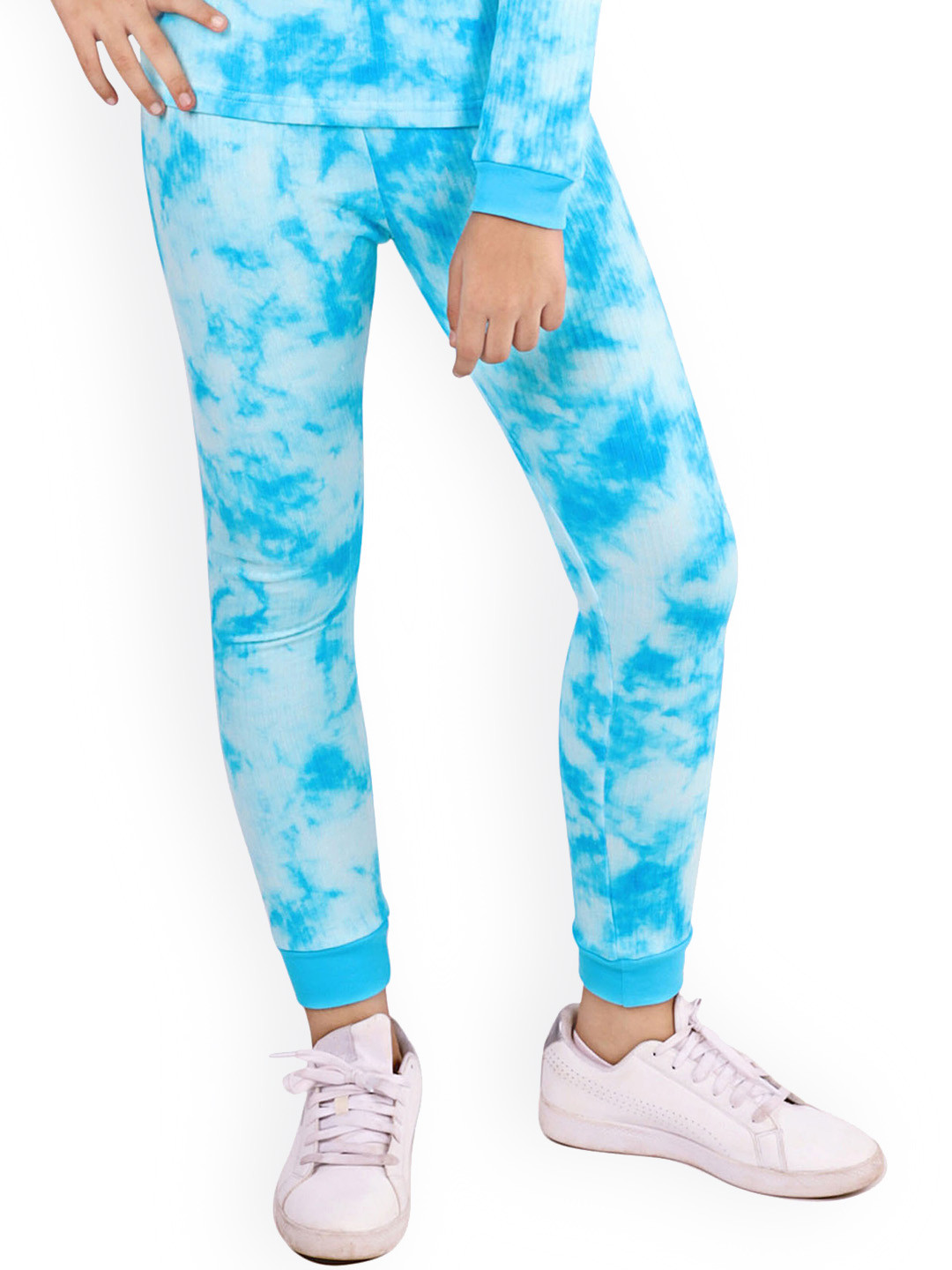 

DChica Girls Blue Tie & Dye Printed Cotton Thermal Bottoms