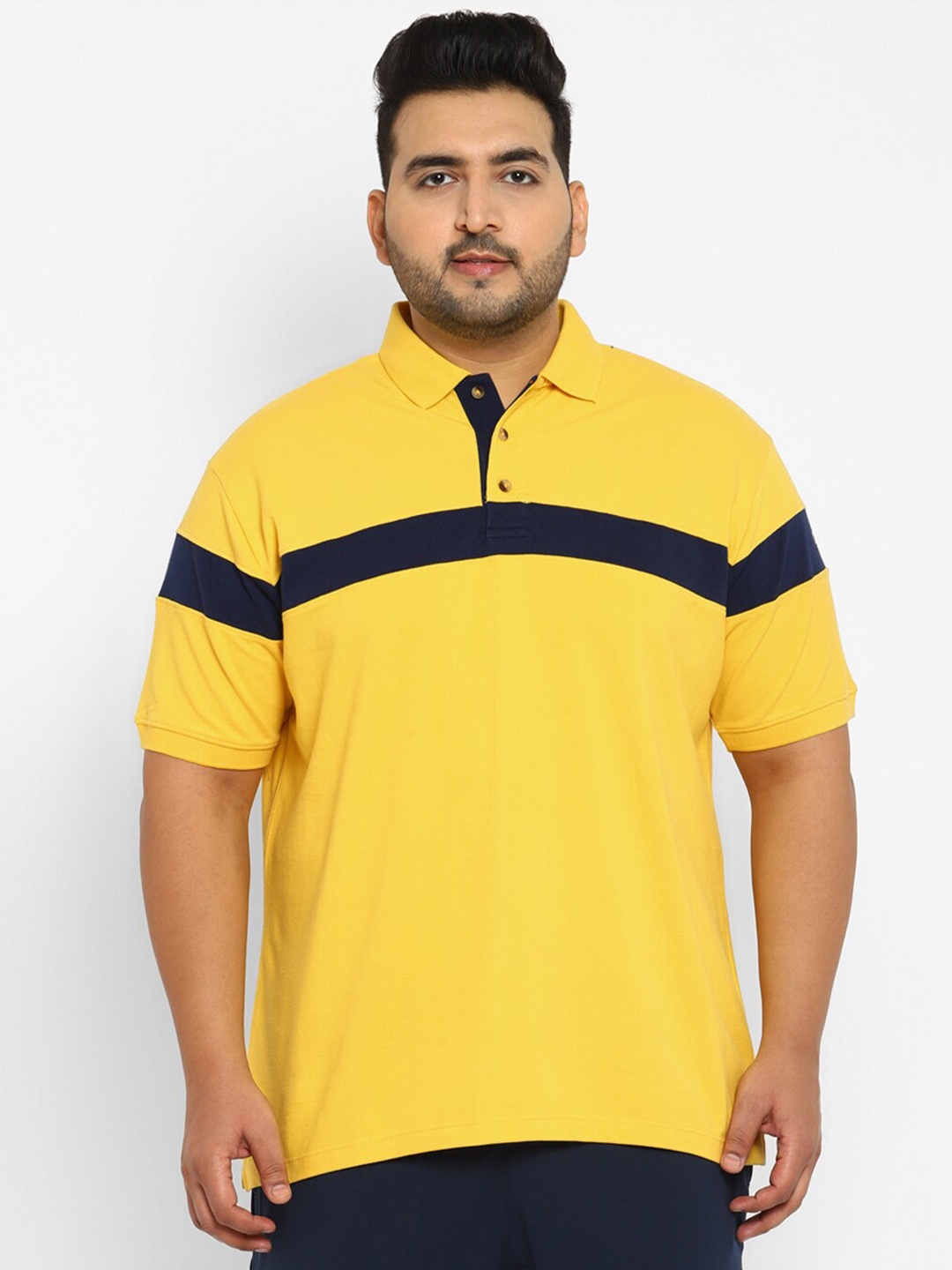 

Yuuki Men Yellow Colourblocked Polo Collar T-shirt