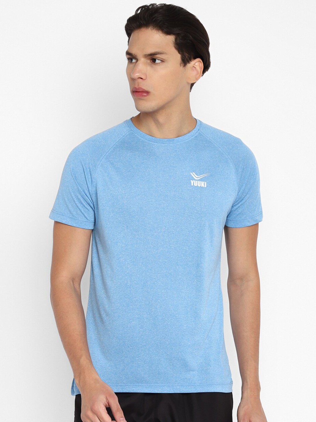 

Yuuki Men Teal Brand Solid Logo T-shirt