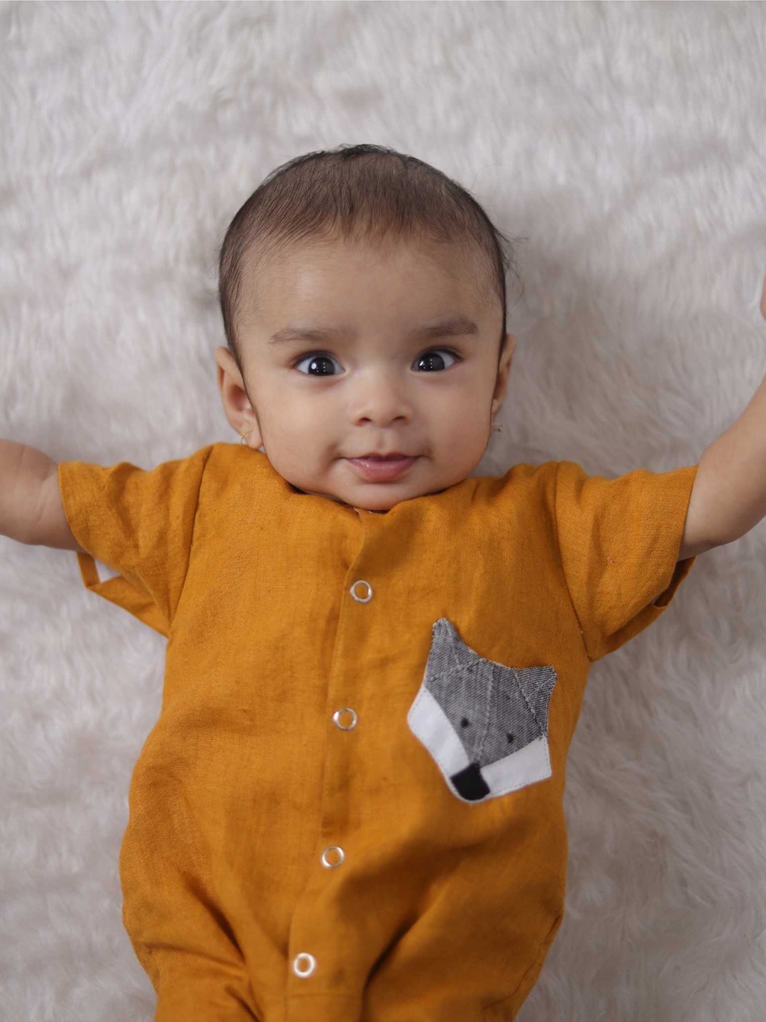 

Vastrarth Kids Mustard Yellow Solid Organic Cotton Rompers