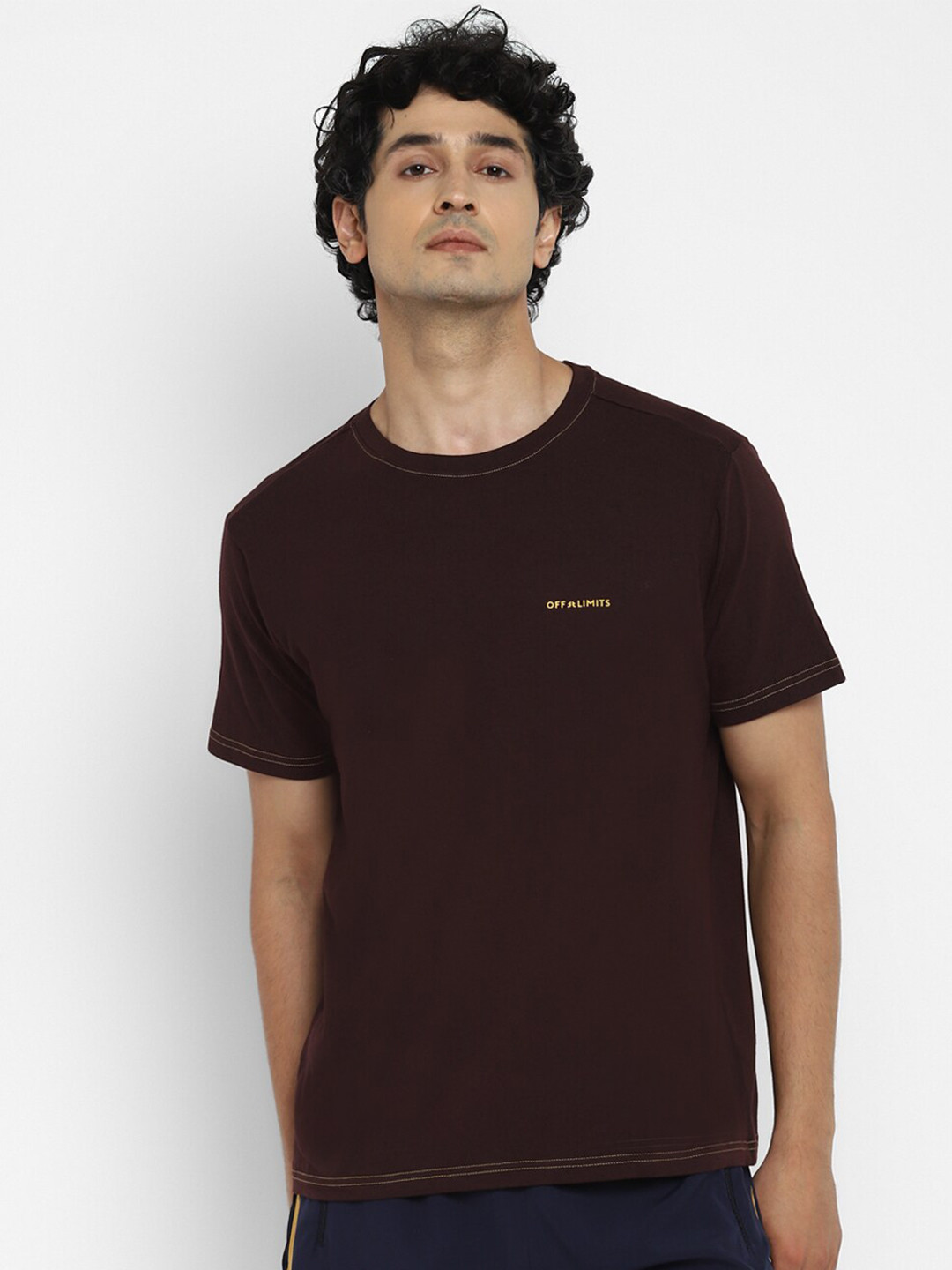 

OFF LIMITS Men Brown Solid T-shirt