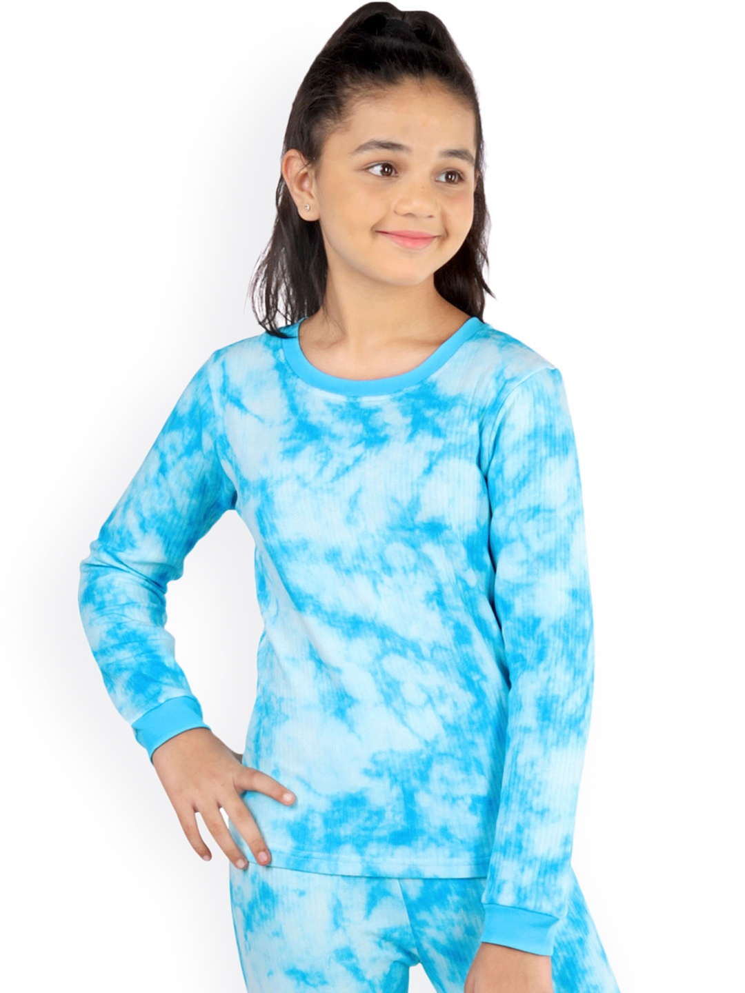 

DChica Girls Tie-Dye Printed Cotton Thermal Tops, Blue