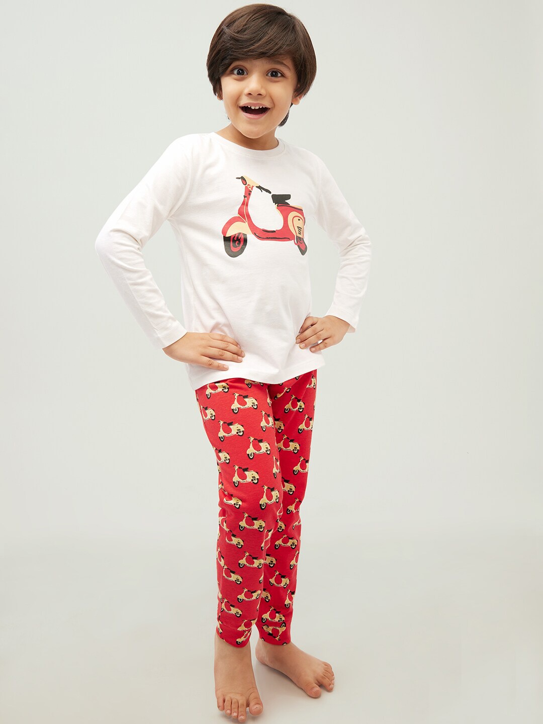 

frangipani Boys Red & White Printed T-shirt with Pyjamas
