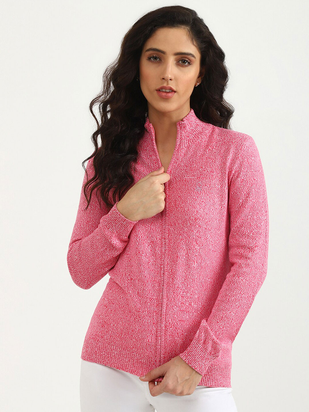 

United Colors of Benetton Women Pink & White Cardigan