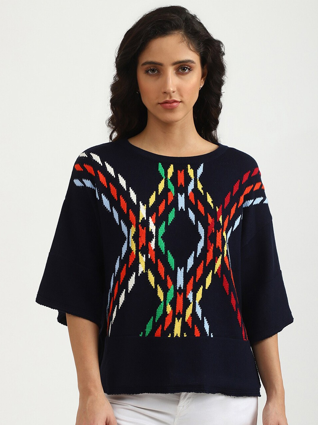 

United Colors of Benetton Navy Blue Print Top