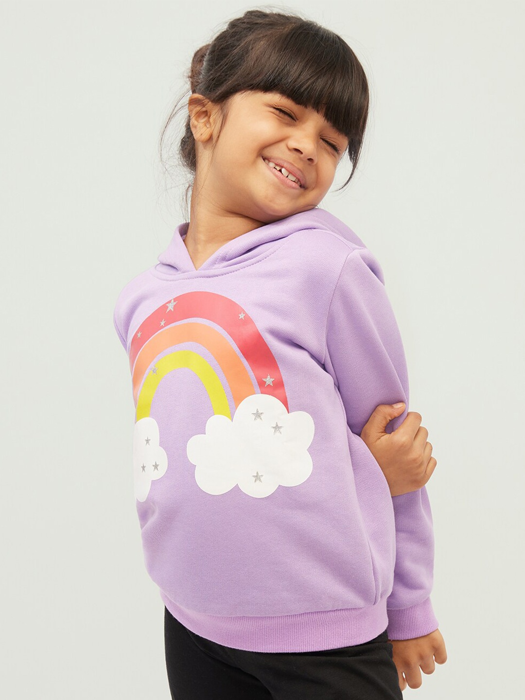 

frangipani Girls Purple Printed Hooded Sweatshirt
