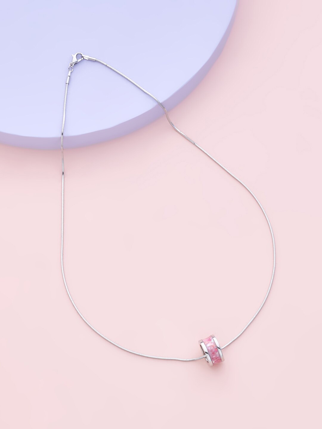 

Kushal's Fashion Jewellery Women White & Pink Copper Rhodium-Plated Chain