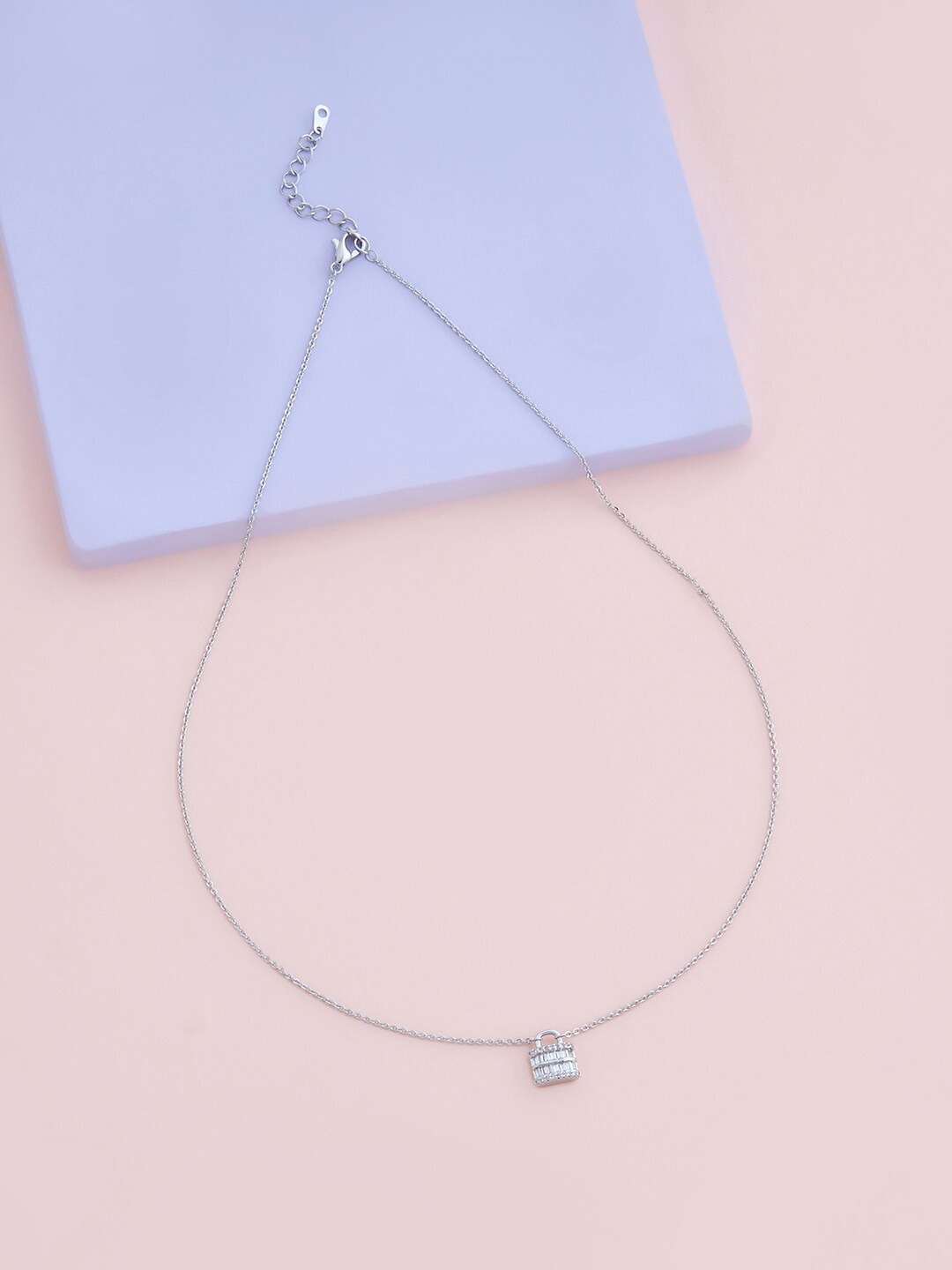 

Kushal's Fashion Jewellery Women Silver-Toned & White Copper Rhodium-Plated Necklace