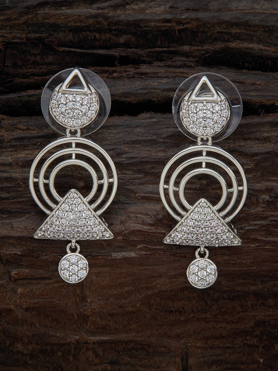 

Kushal's Fashion Jewellery White & Rhodium-Plated Contemporary Studs Earrings