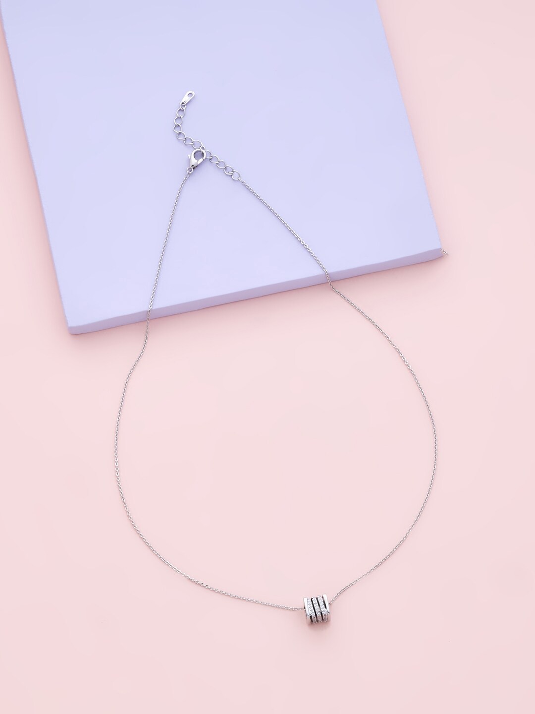 

Kushal's Fashion Jewellery Women Silver-Toned & White Copper Rhodium-Plated Necklace