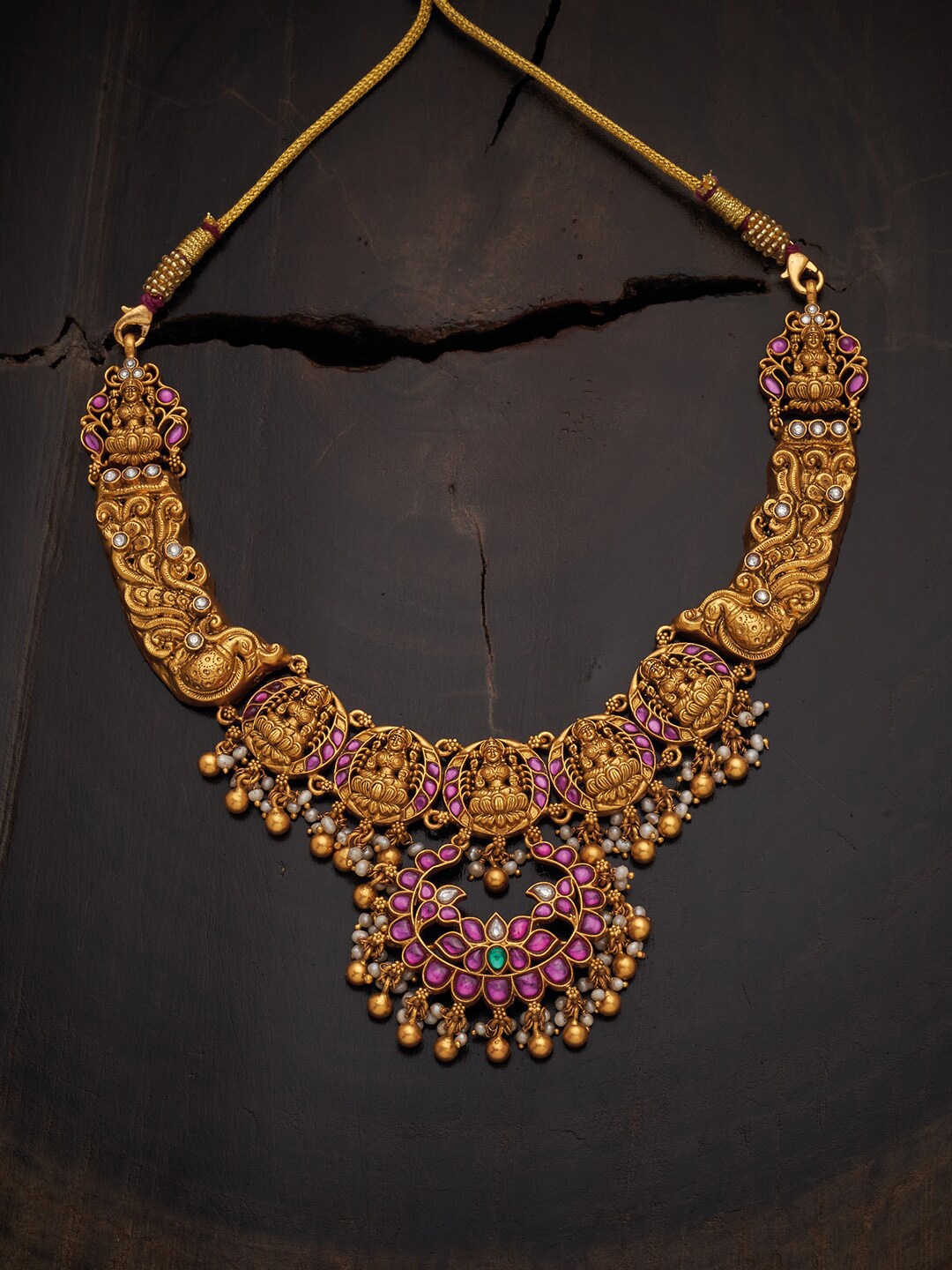 

Kushal's Fashion Jewellery Women Gold-Toned & Pink Silver Gold-Plated Oxidised Necklace