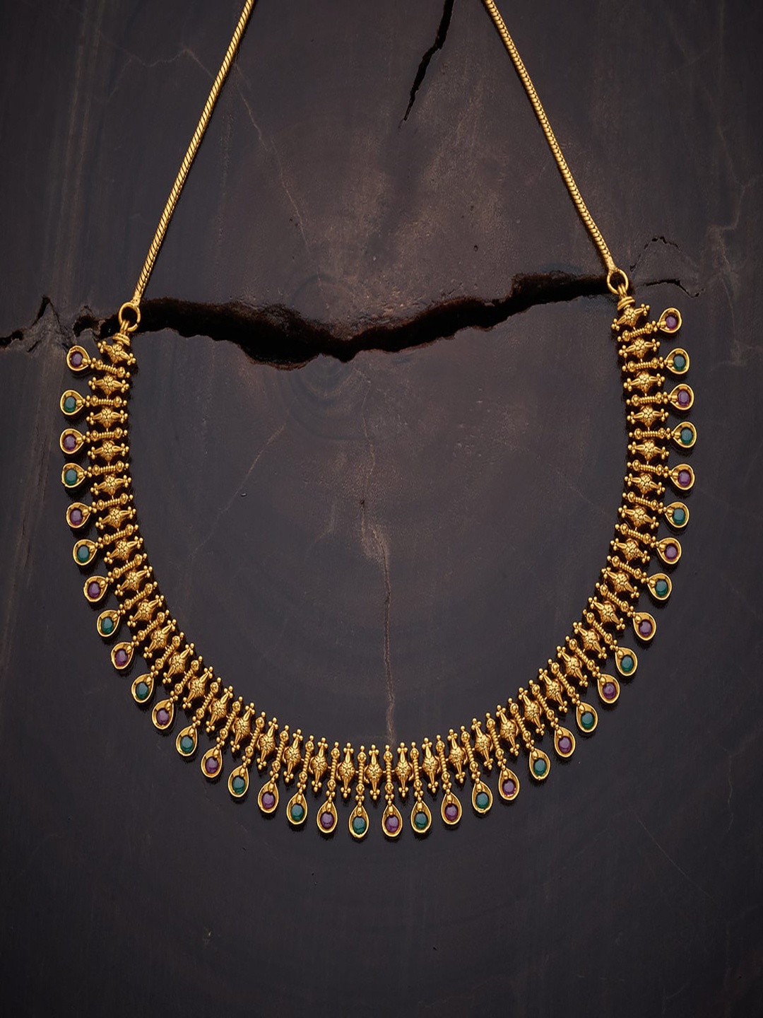 

Kushal's Fashion Jewellery Gold-Toned & Red Copper Gold-Plated Antique Necklace