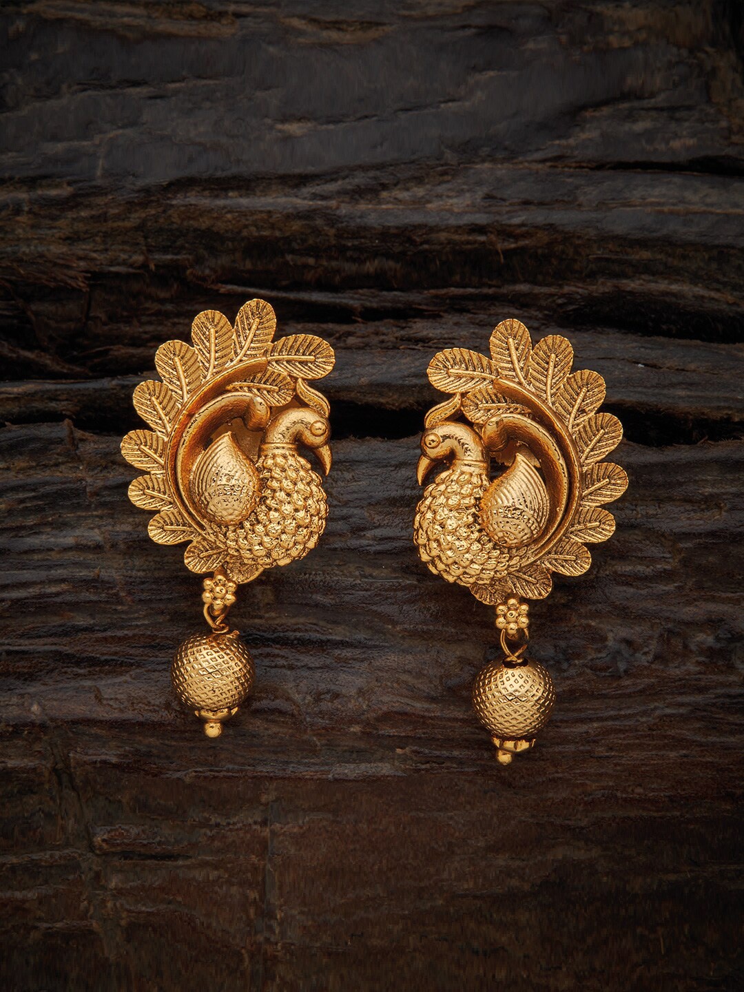 

Kushal's Fashion Jewellery Gold Plated Peacock Shaped Drop Earrings