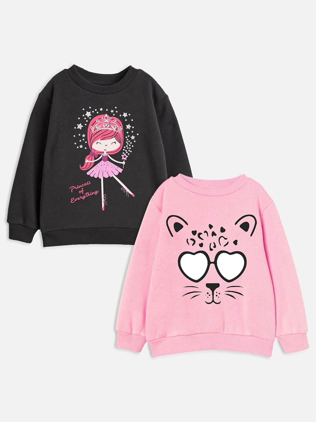 

Trampoline Girls Pack of 2 Pink & Black Graphic Printed Sweatshirt