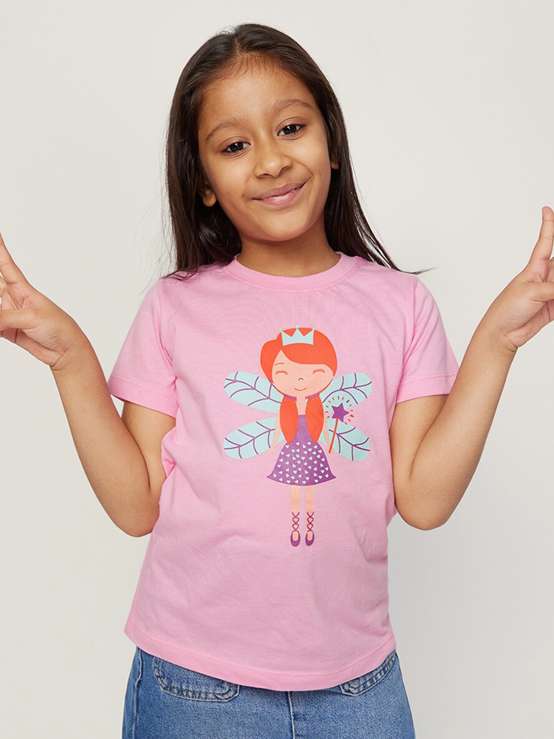 

frangipani Girls Pink Printed T-shirt