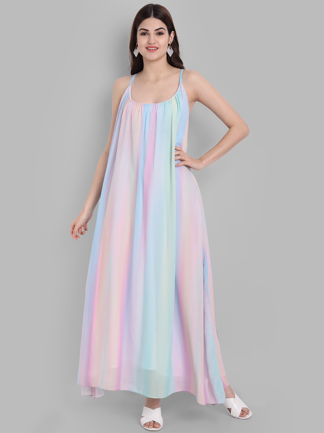 

ARPORA Women Tie And Die Ombre Georgette Maxi Dress, Multi