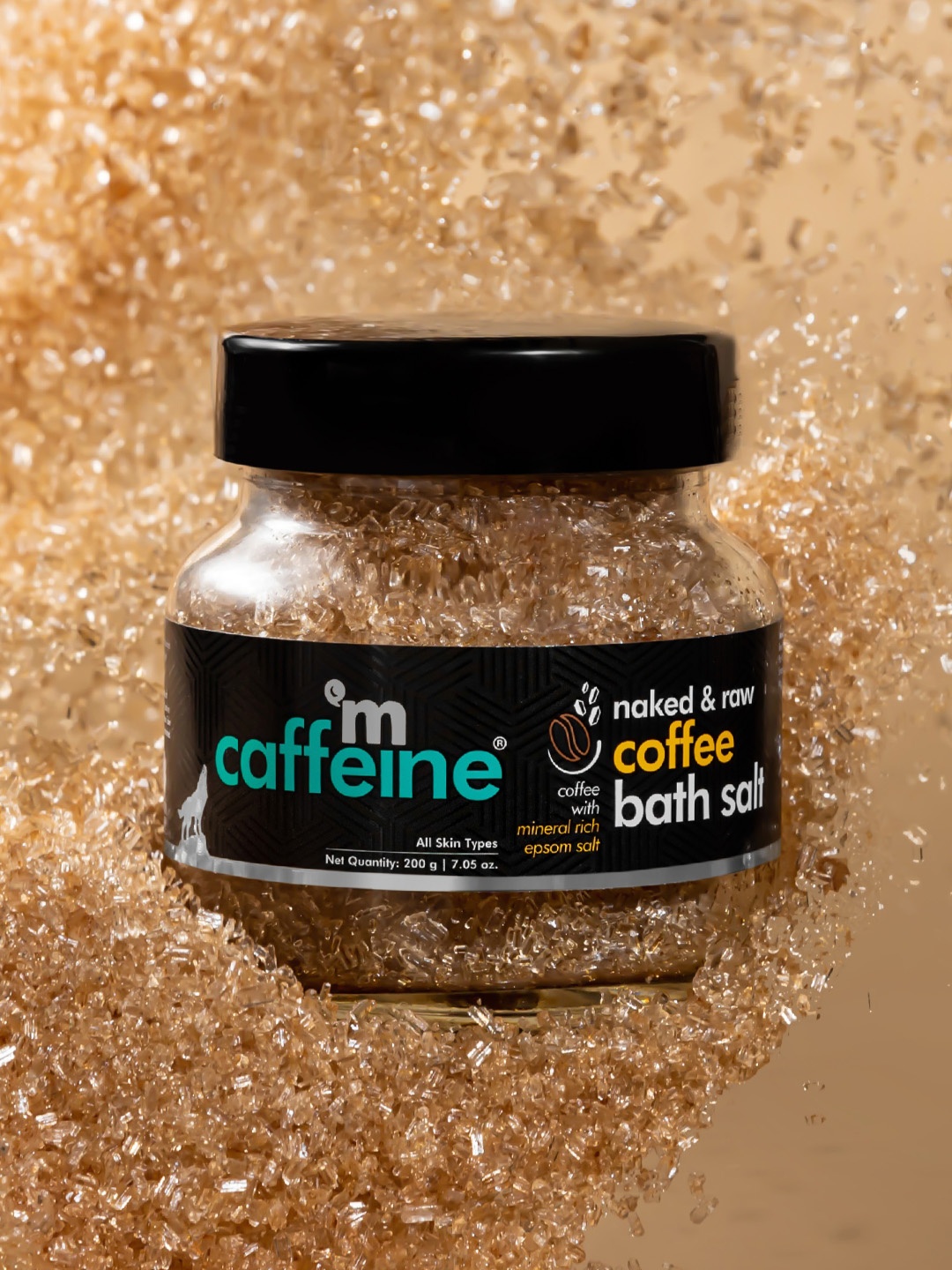 

MCaffeine Coffee Epsom Bath Salt - Natural & 100% Vegan - Relax & De-stress - 200 g, Brown