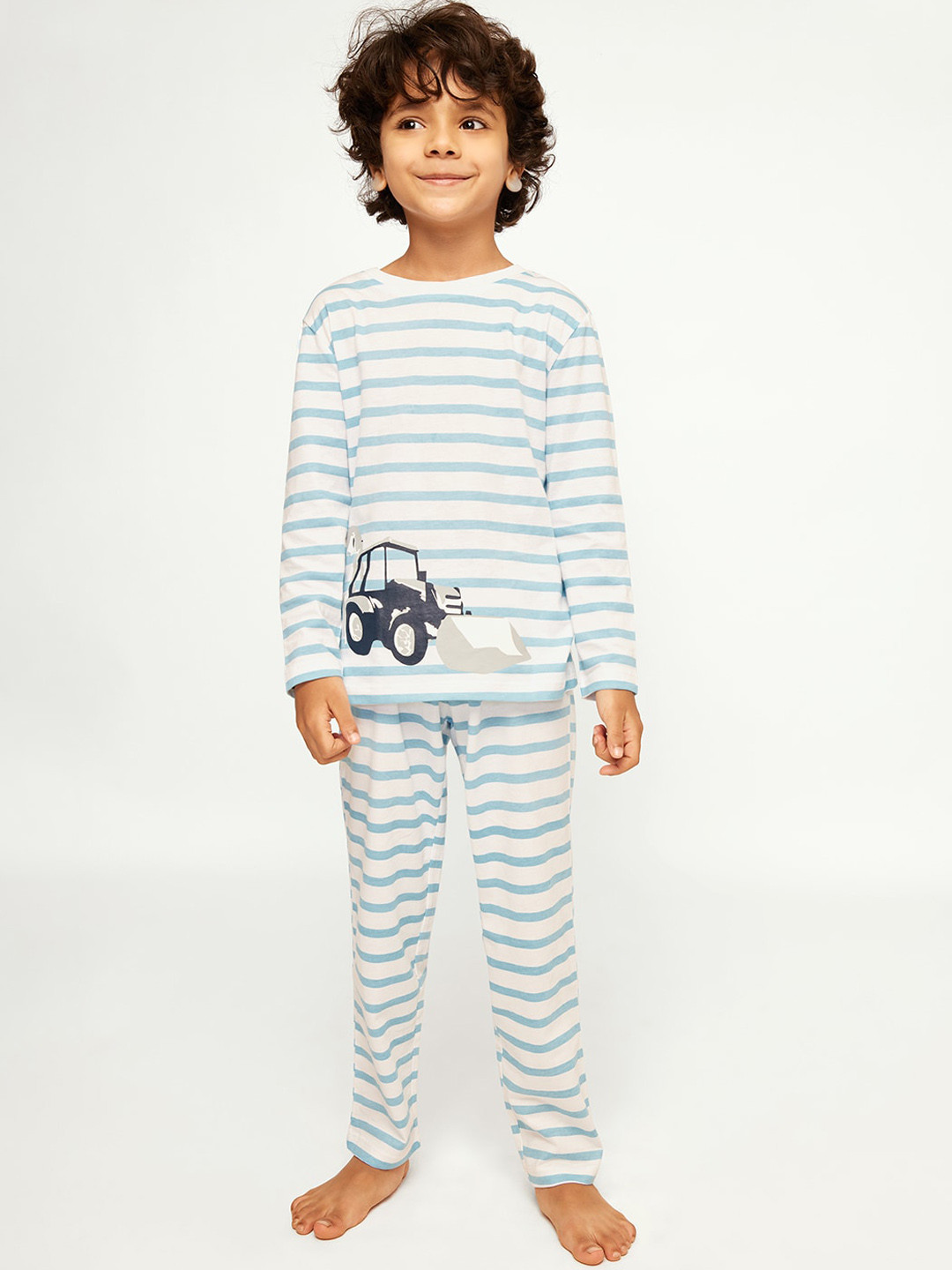 

frangipani Boys Blue & White Striped Pure Cotton Night Suit