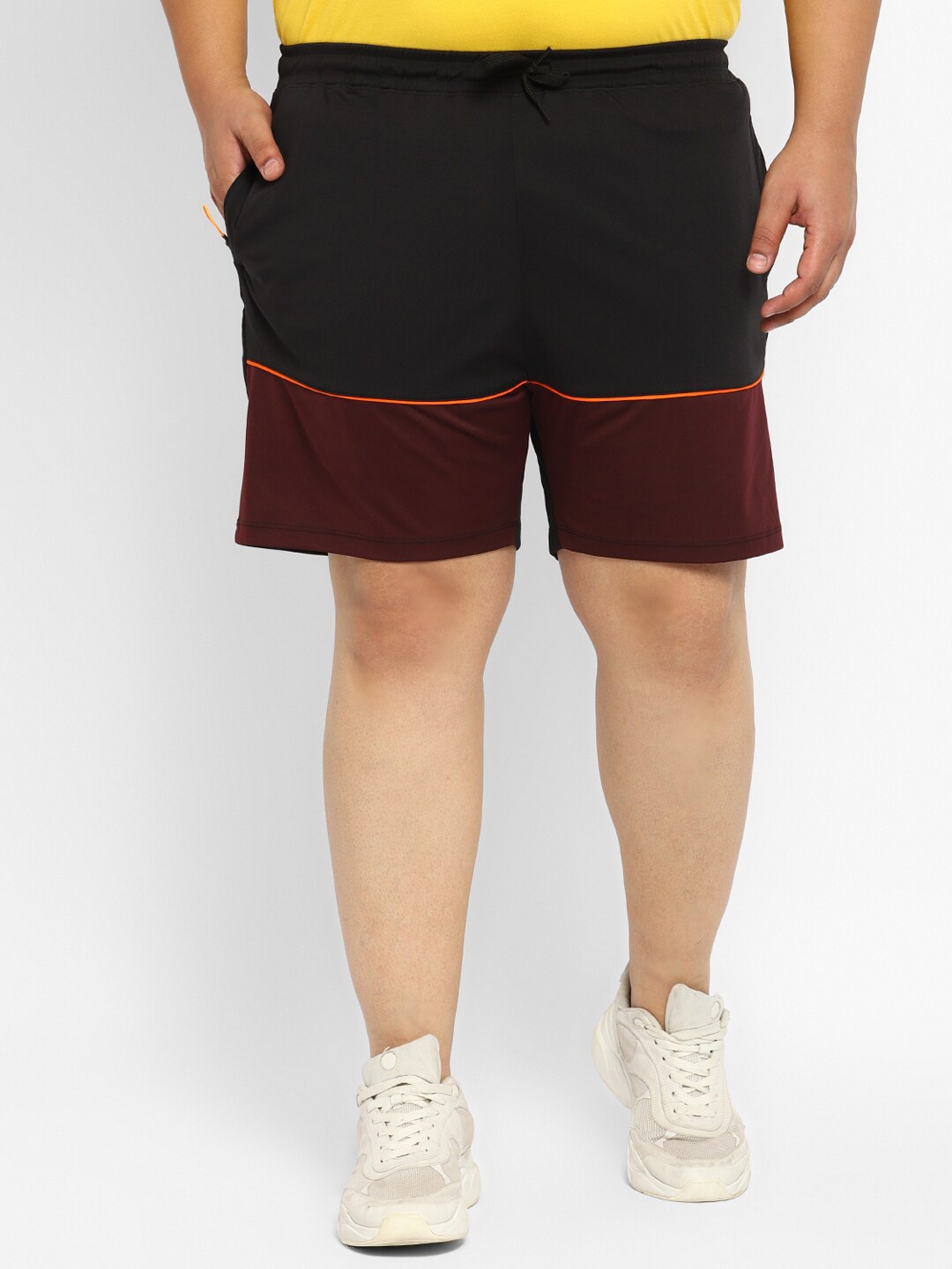 

Yuuki Men Plus Size Colourblocked Training or Gym Cotton Sports Shorts, Black