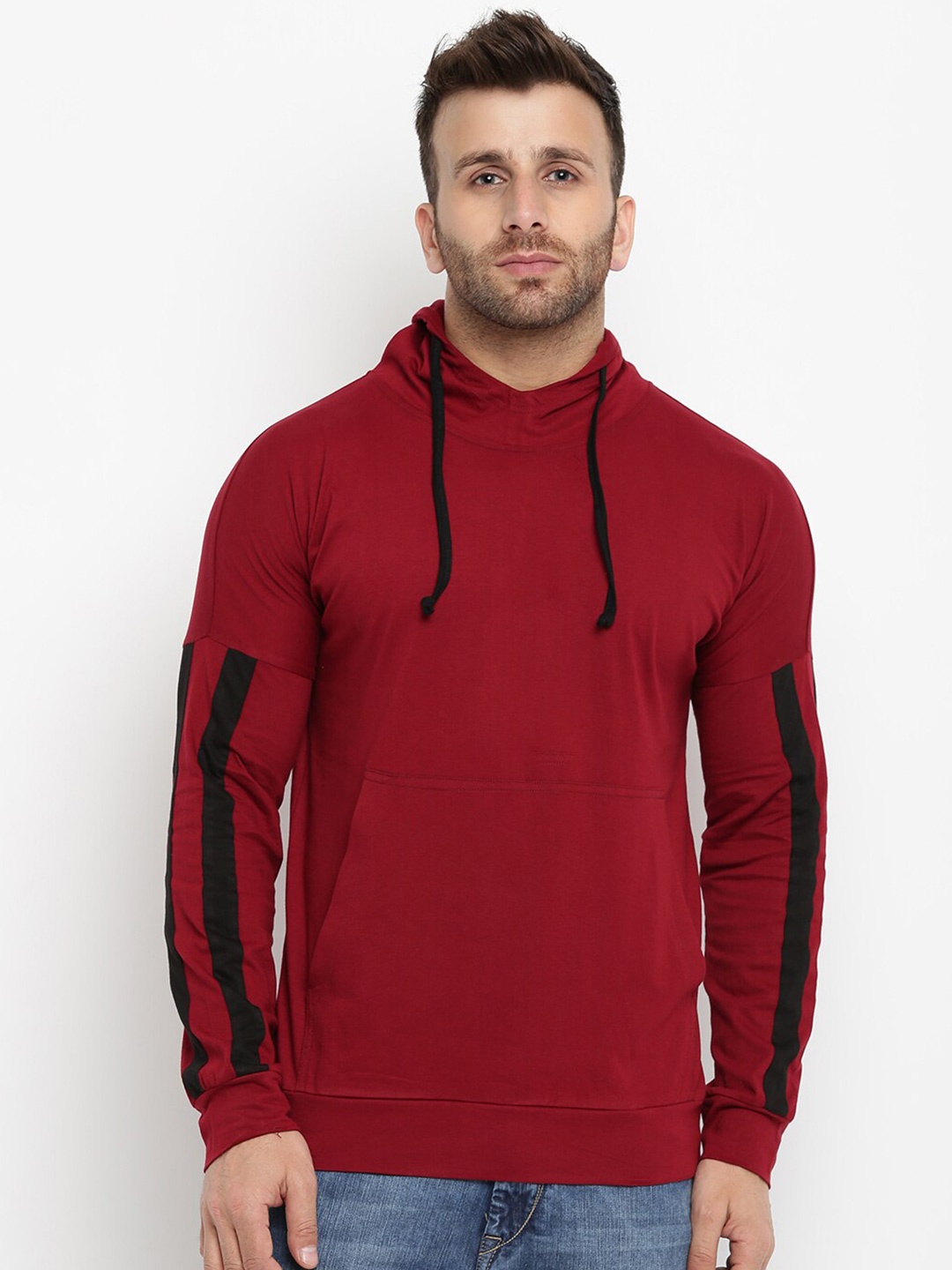 

GRITSTONES Men Maroon Hooded Sweatshirt