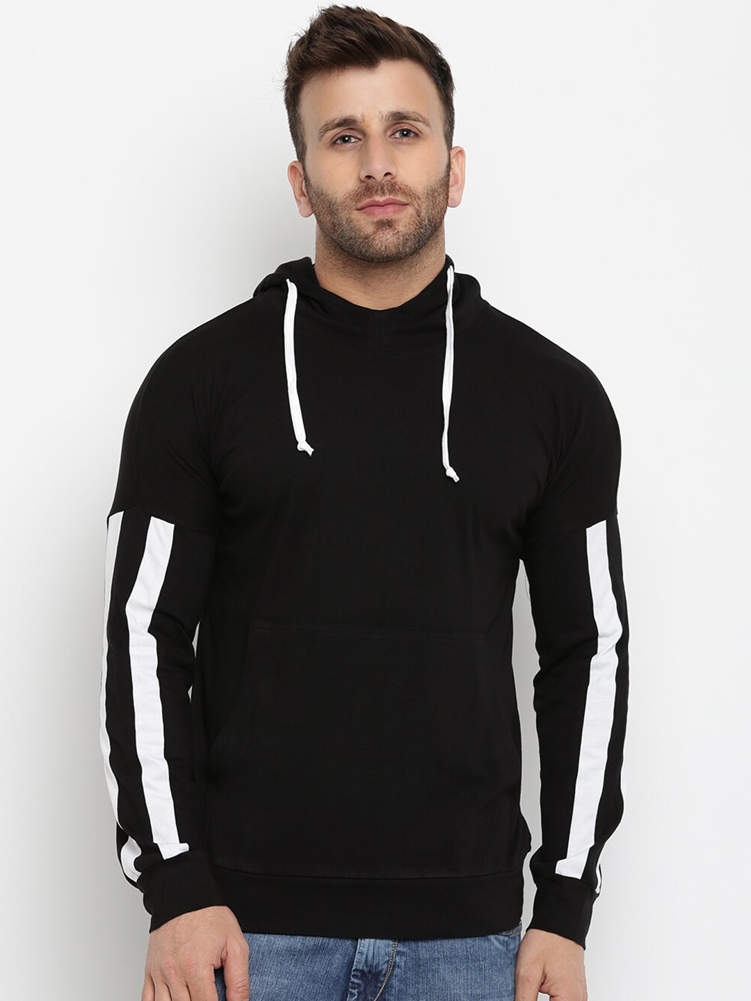 

GRITSTONES Men Black Hooded Sweatshirt