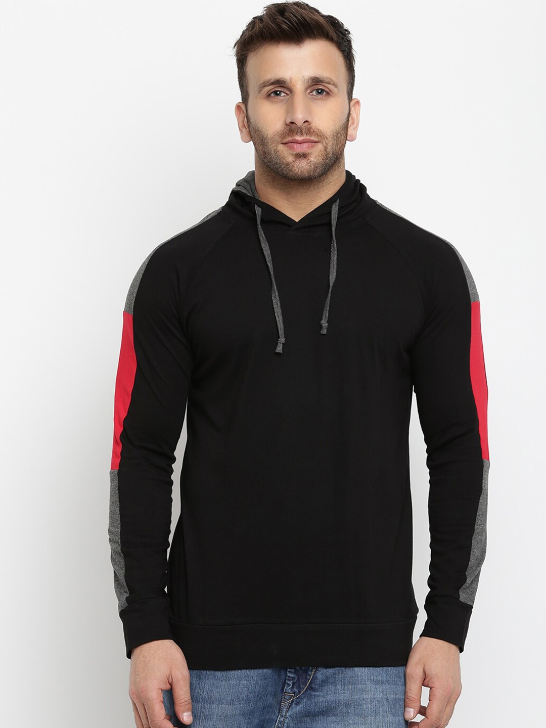 

GRITSTONES Men Black Hooded Sweatshirt