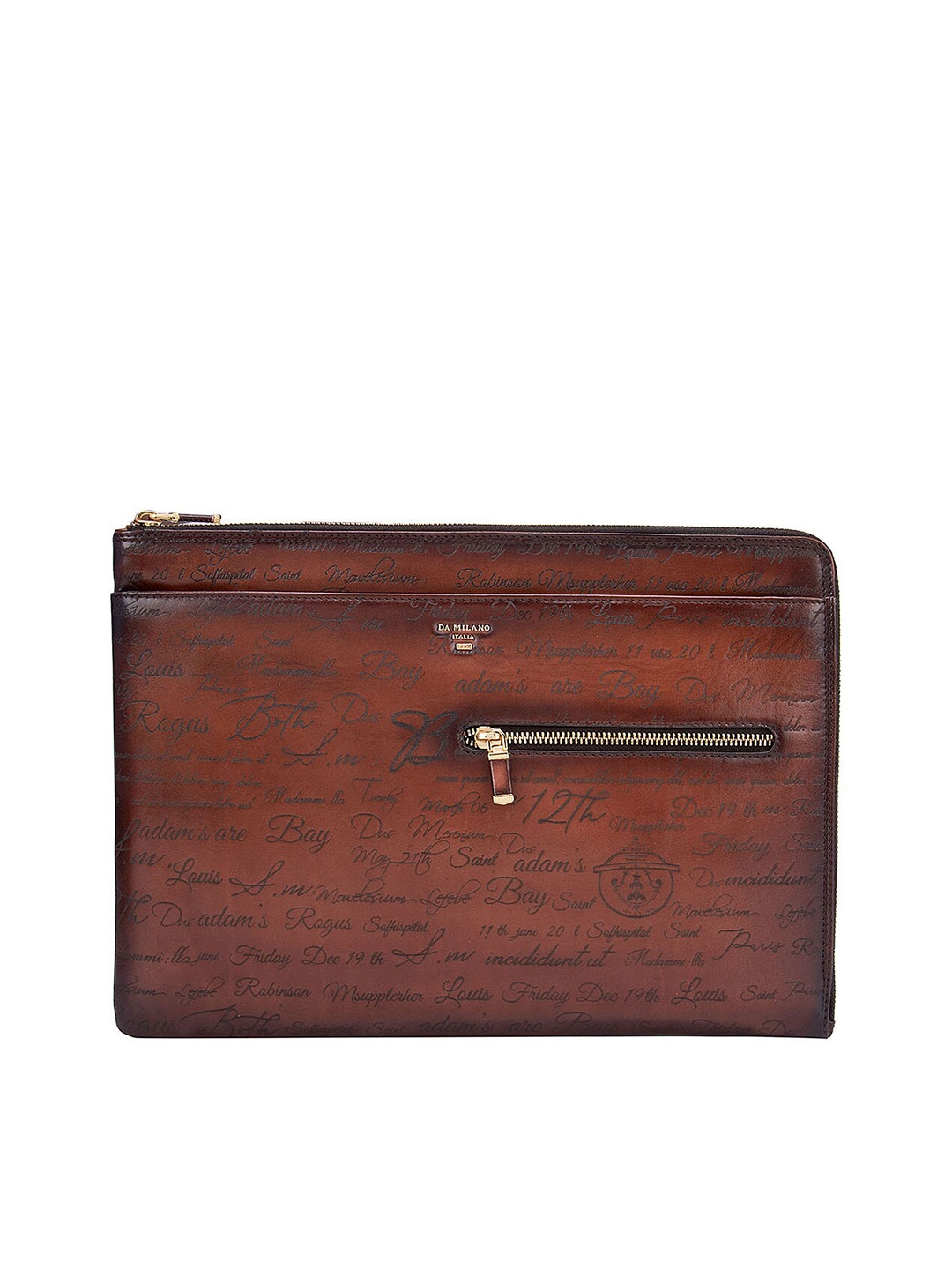 

Da Milano Men Brown Textured Leather Laptop Sleeve