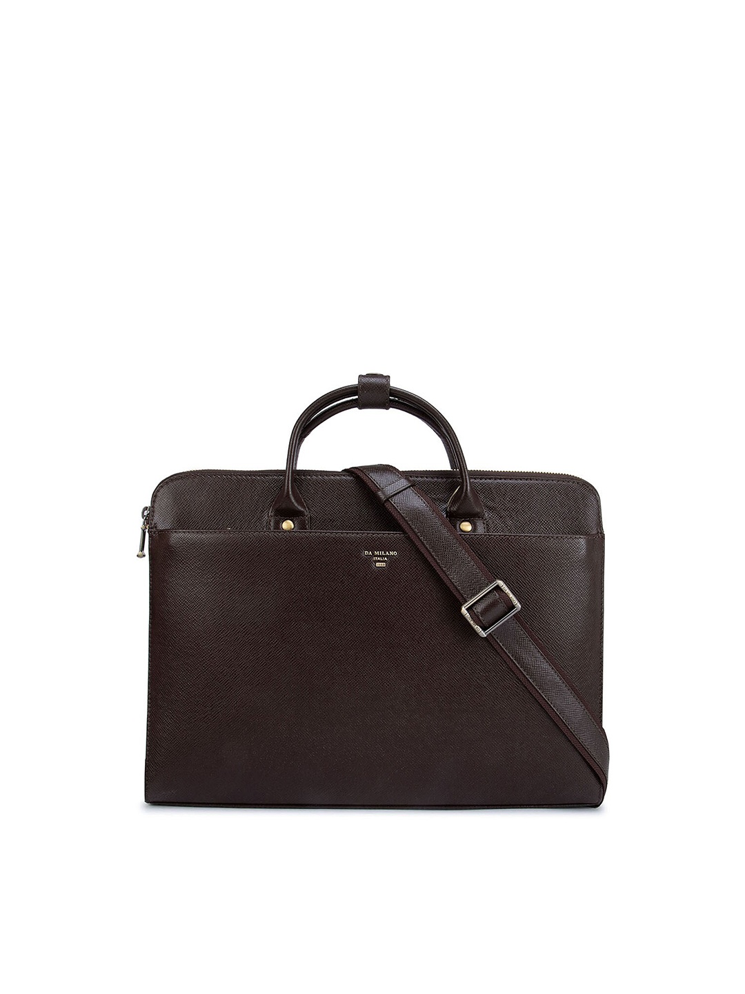 

Da Milano Men Brown Textured Leather Laptop Sleeve