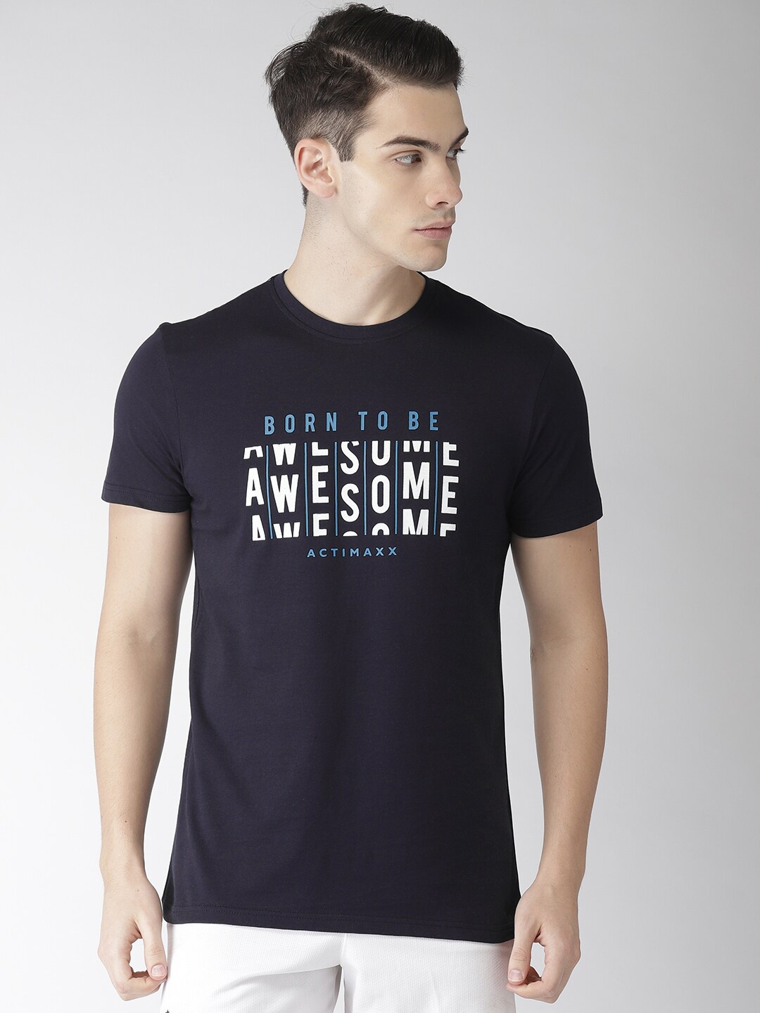 

ACTIMAXX Men Navy Blue Typography Printed T-shirt