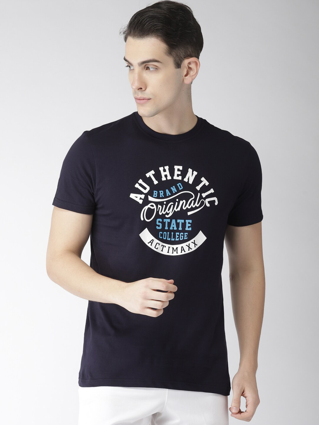 

ACTIMAXX Men Navy Blue Typography Printed T-shirt