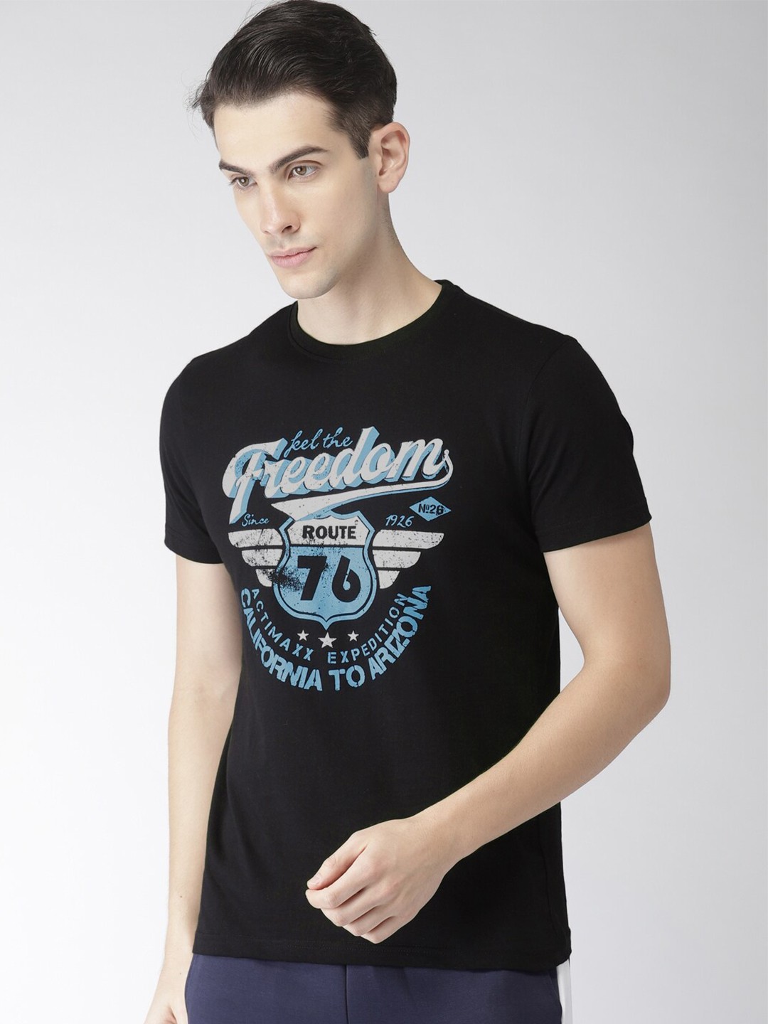 

ACTIMAXX Men Black Typography Printed T-shirt