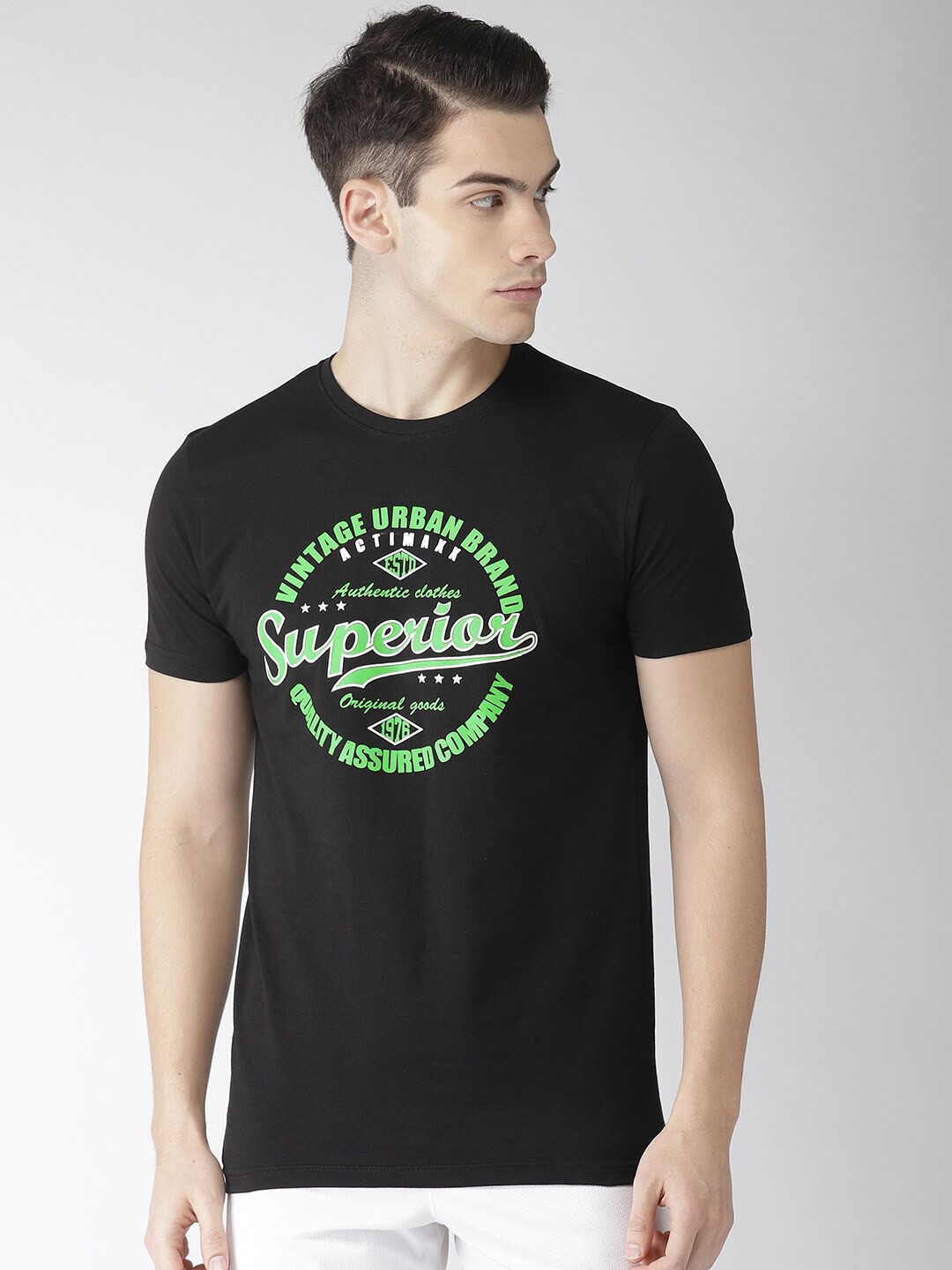 

ACTIMAXX Men Black Typography Printed T-shirt
