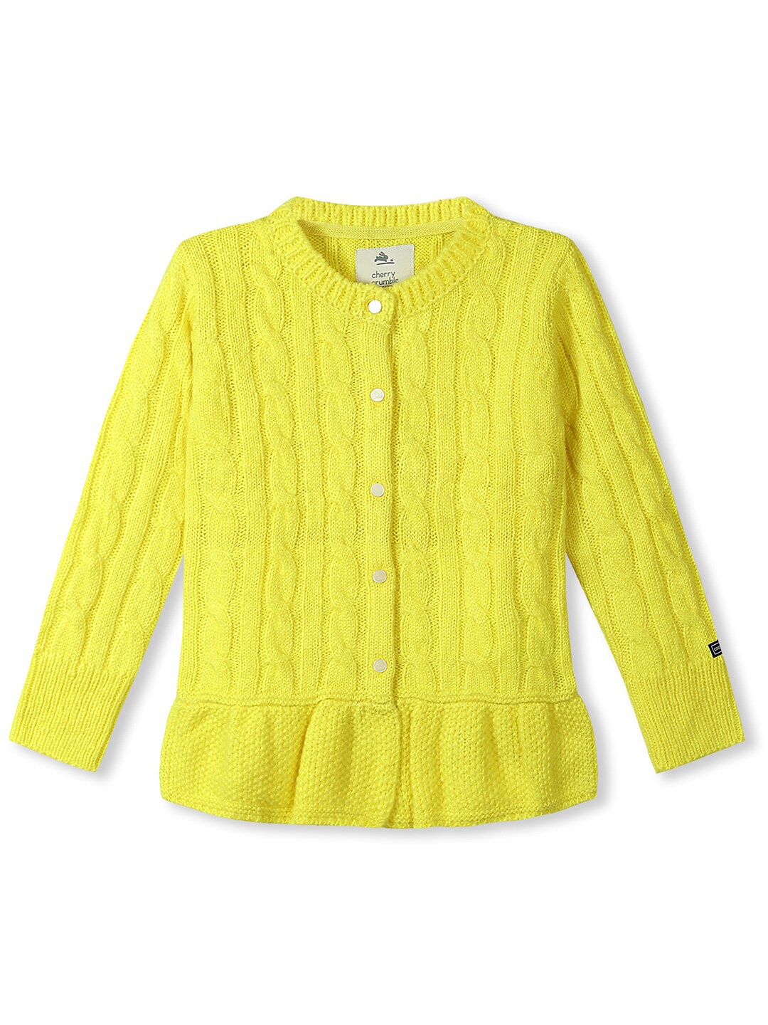 

Cherry Crumble Girls Yellow Cable Knit Cardigan