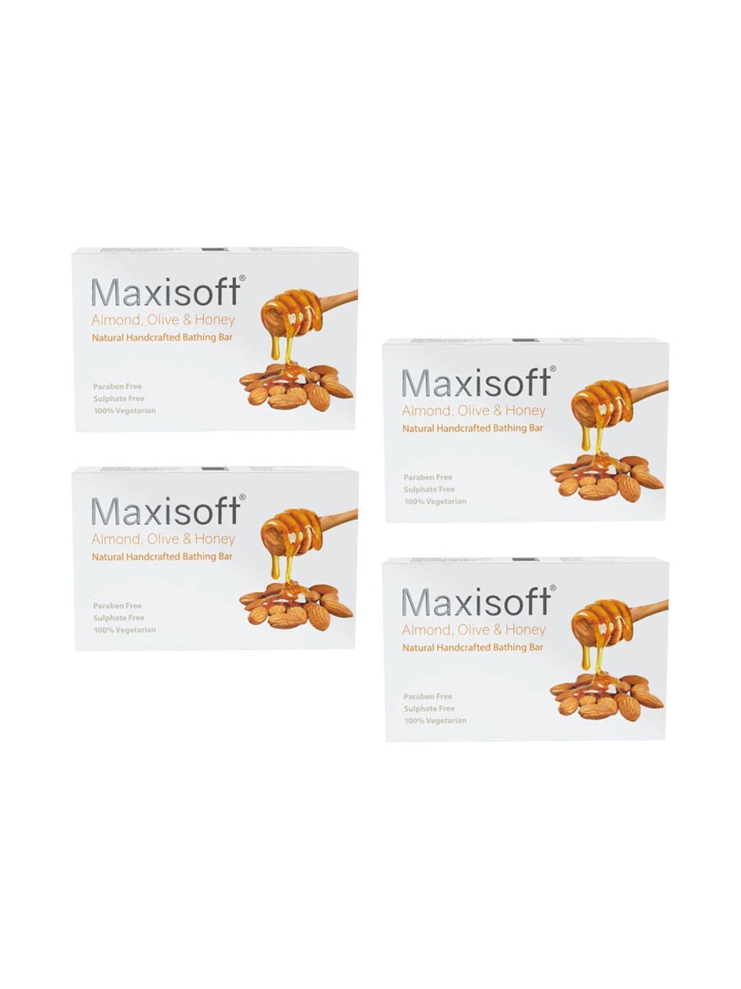 

Maxisoft Set Of 4 Almond Olive Honey Soap 400gm, Na