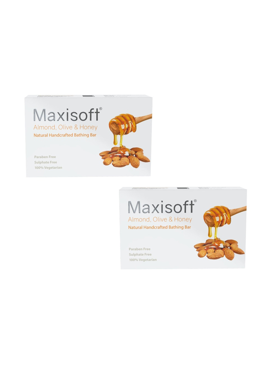 

Maxisoft Pack Of 2 Almond Olive Honey Soap pH Balanced|For all Skin Types100gm, Na