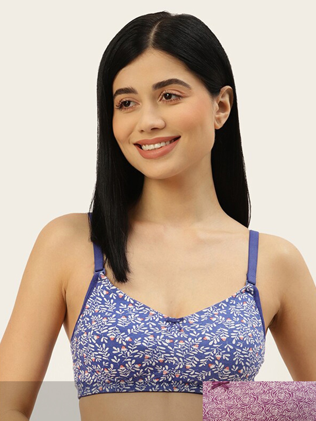 

Leading Lady Pack Of 2 Women Blue & Purple Floral Bra