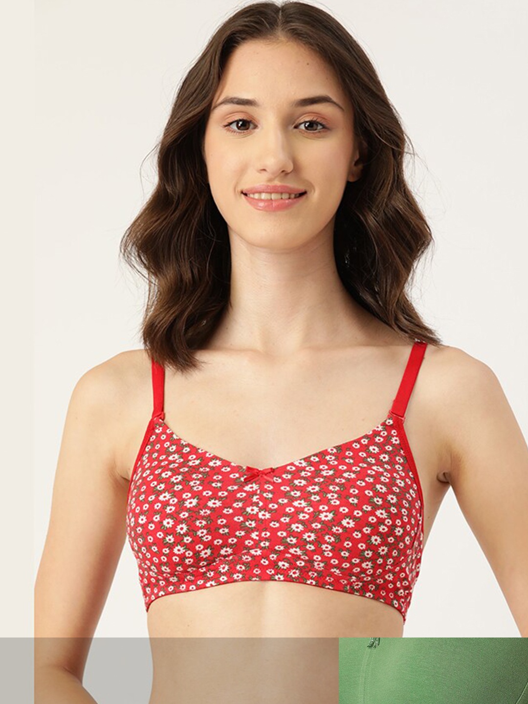 

Leading Lady Set of 2 Red & Green Floral Non Padded Bra