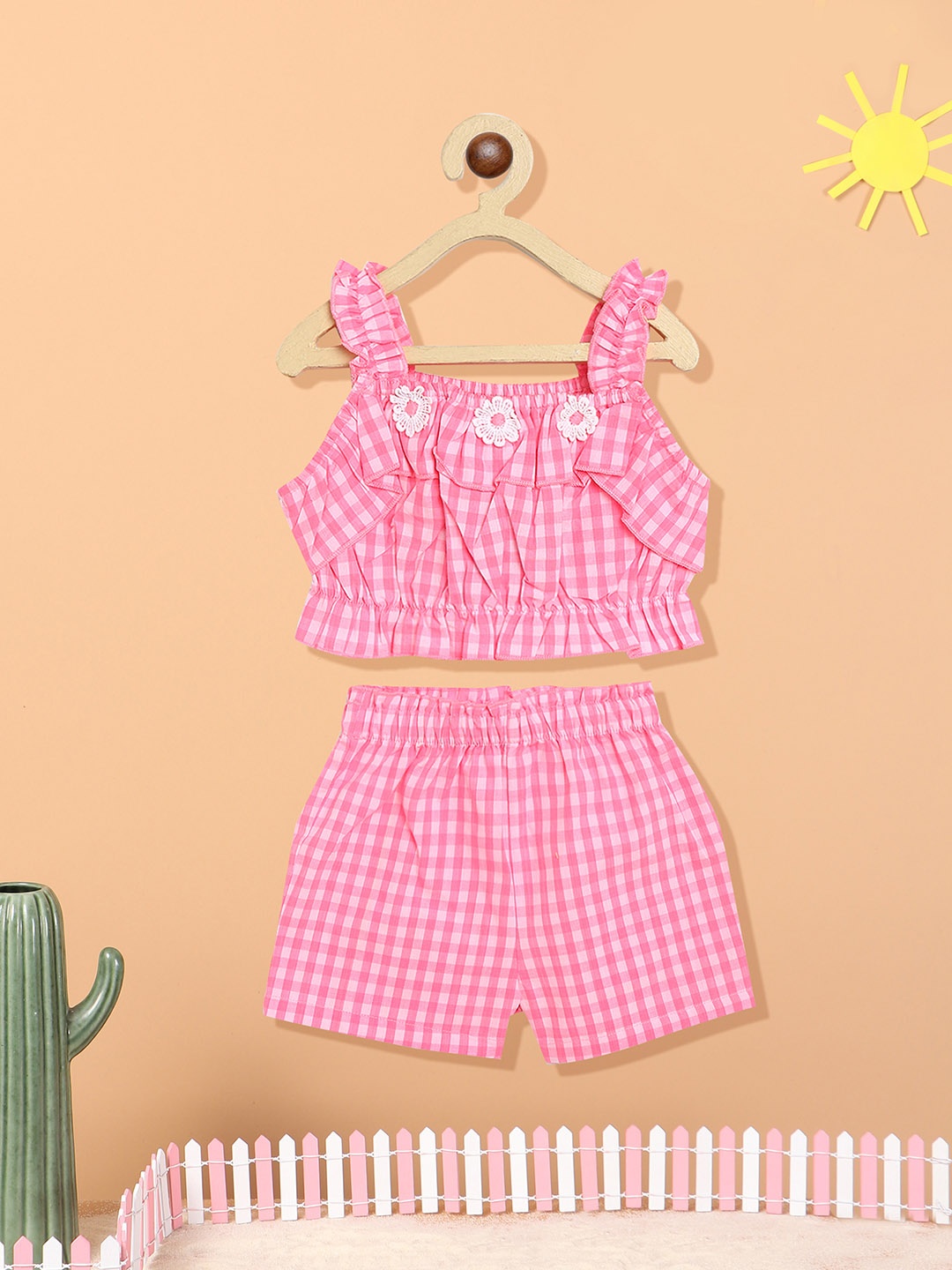 

Nauti Nati Girls Pink & White Checked Top with Shorts