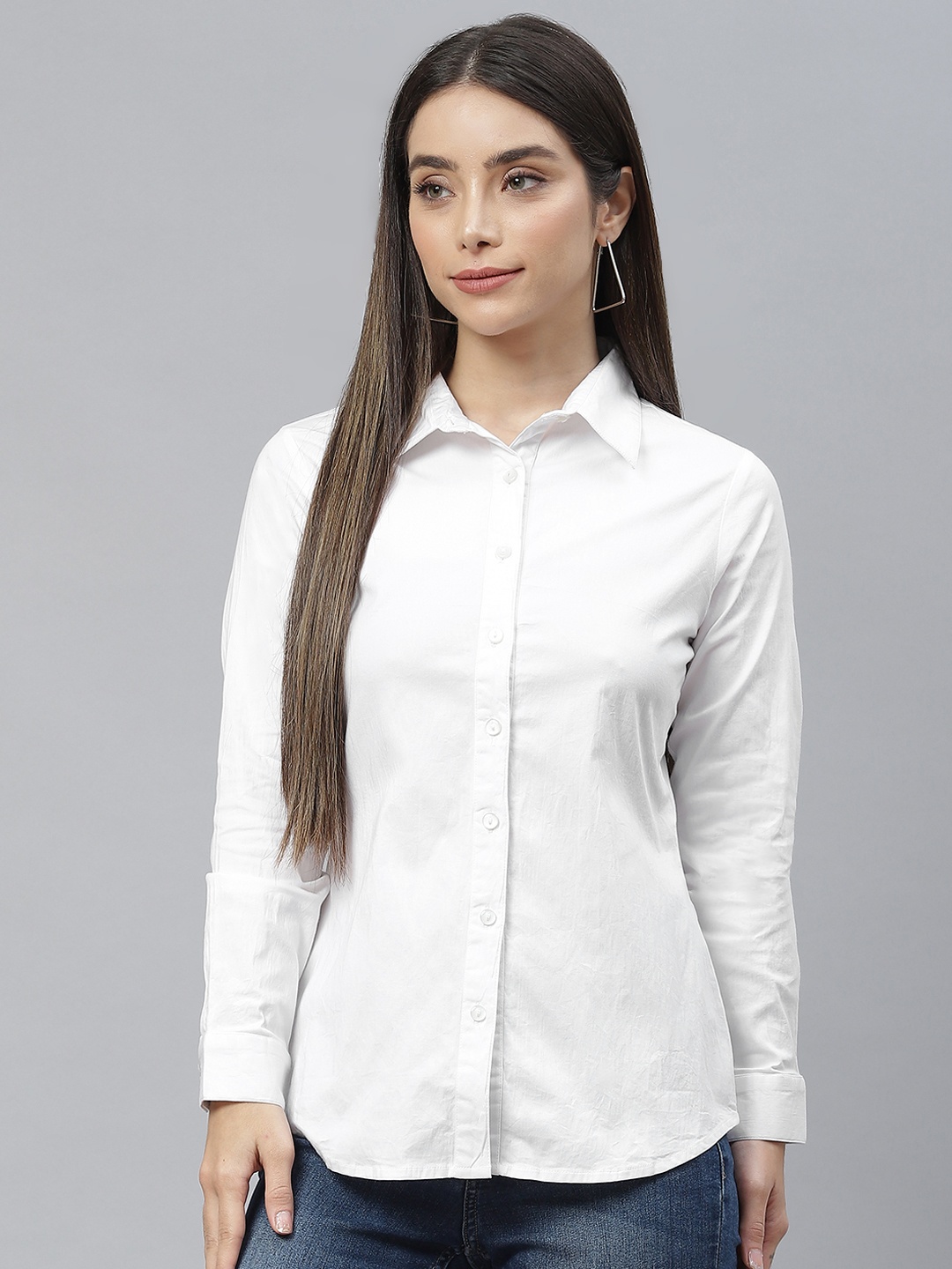 

Cottinfab Women White Formal Shirt
