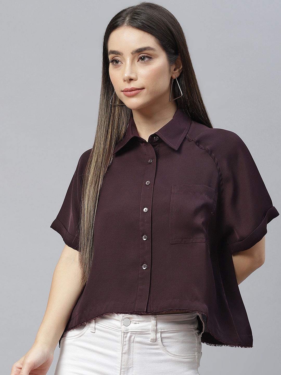 

Cottinfab Women Coffee Brown Casual Shirt