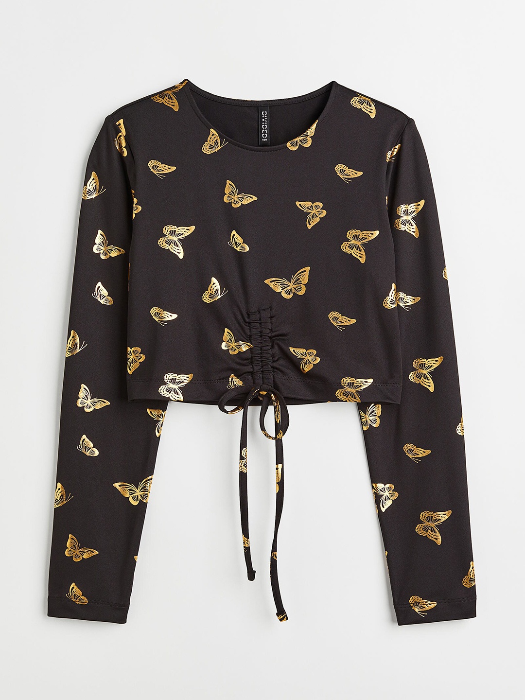 

H&M Drawstring-Detail Jersey Top, Black