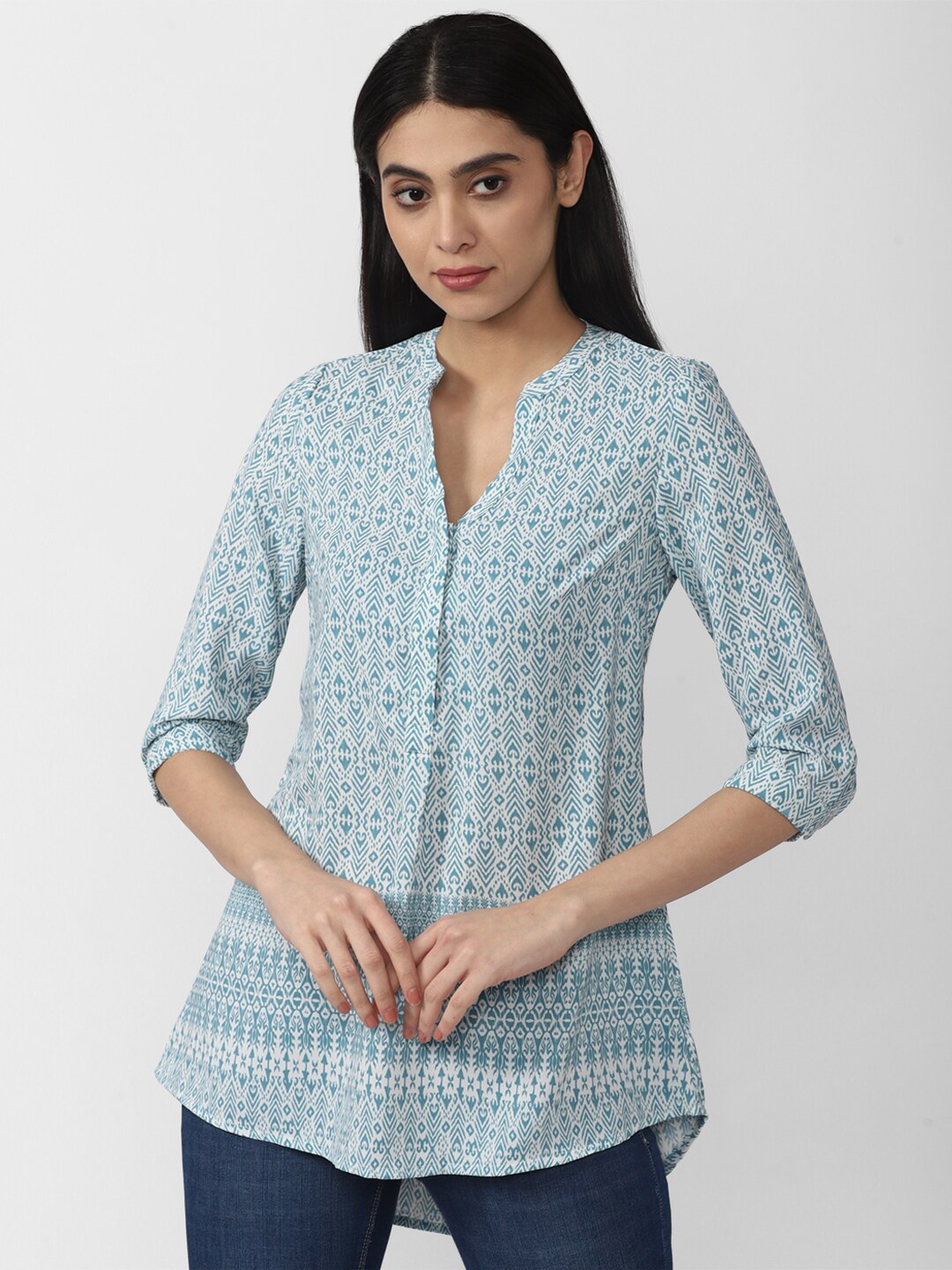 

Van Heusen Woman Blue & White Printed Tunic