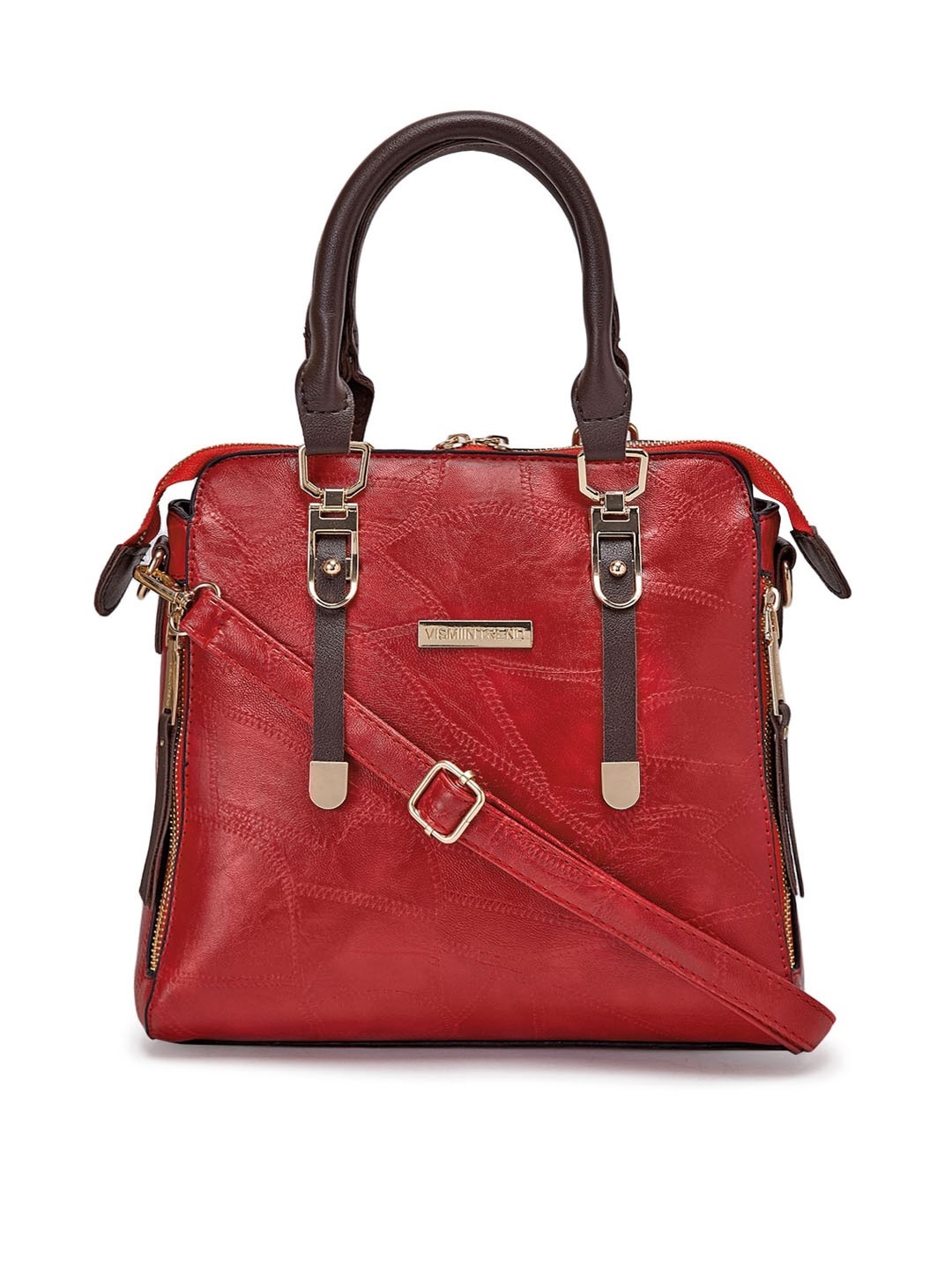 

VISMIINTREND Red PU Structured Handheld Bag