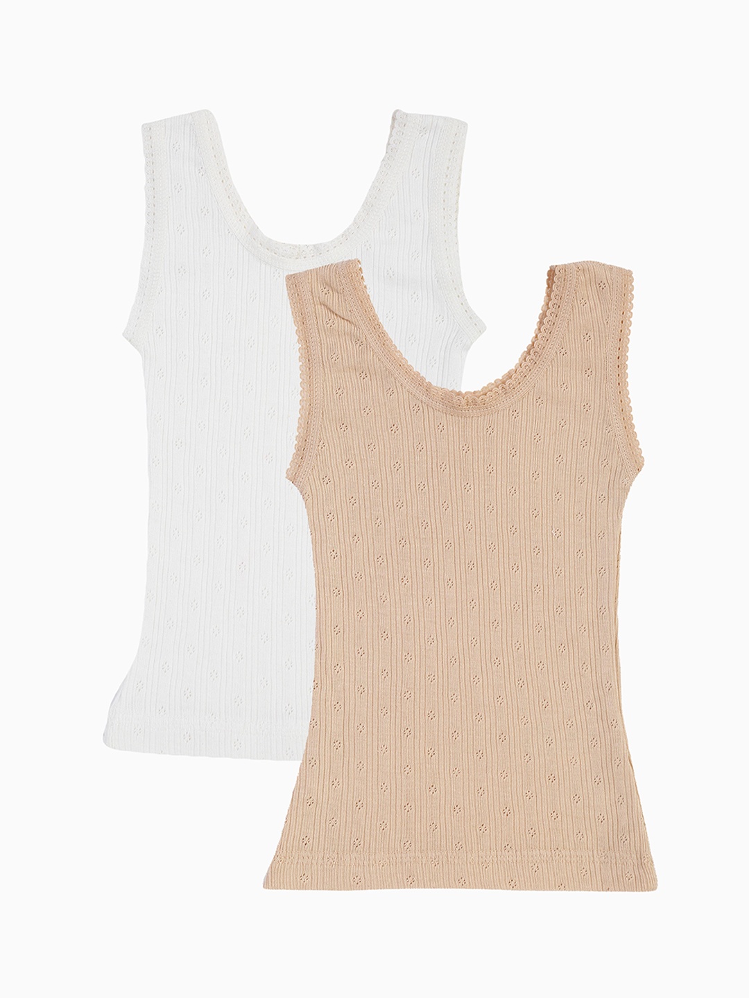 

Kanvin Girls Pack Of 2 Solid Thermal Tops, Beige