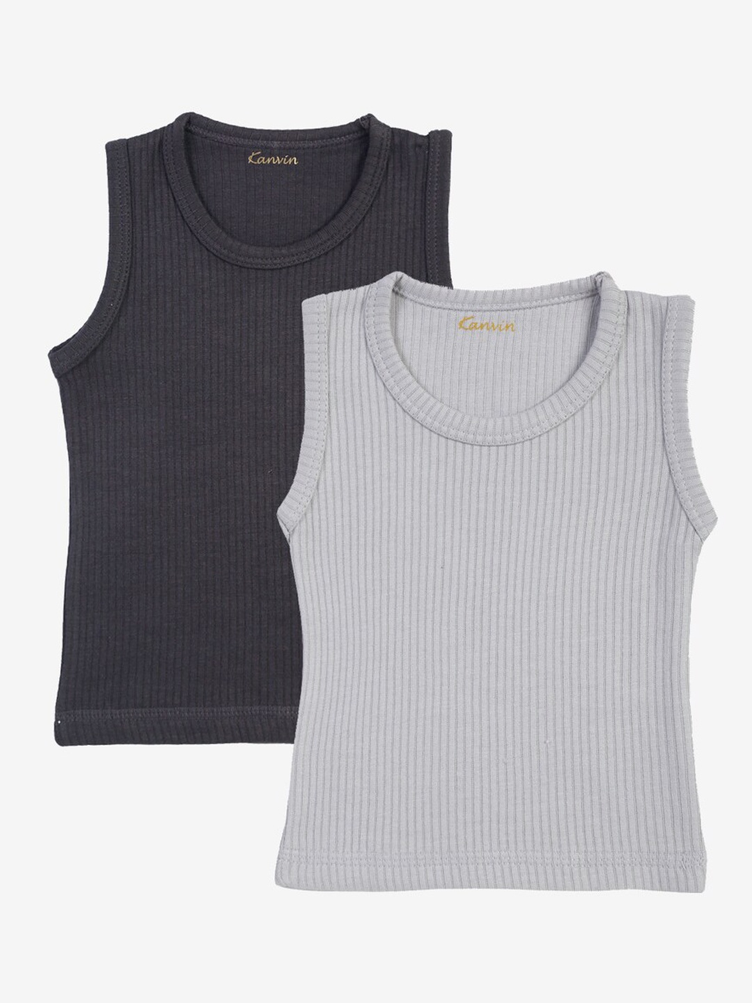 

Kanvin Boys Pack Of 2 Charcoal & Grey Ribbed Thermal Tops
