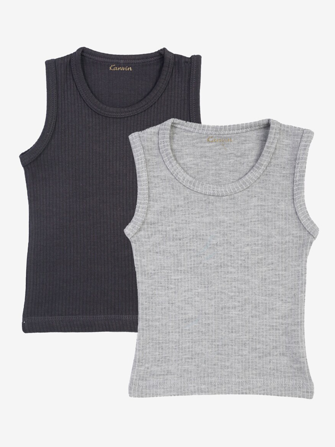 

Kanvin Boys Pack Of 2 Charcoal & Grey Ribbed Cotton Thermal Tops