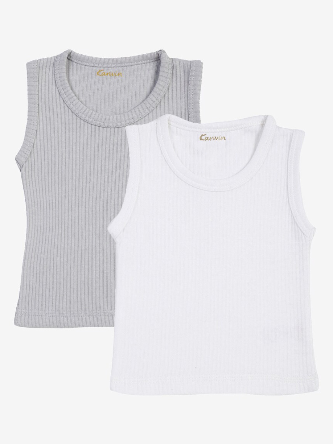 

Kanvin Boys Pack Of 2 Grey & White Ribbed Cotton Thermal Tops