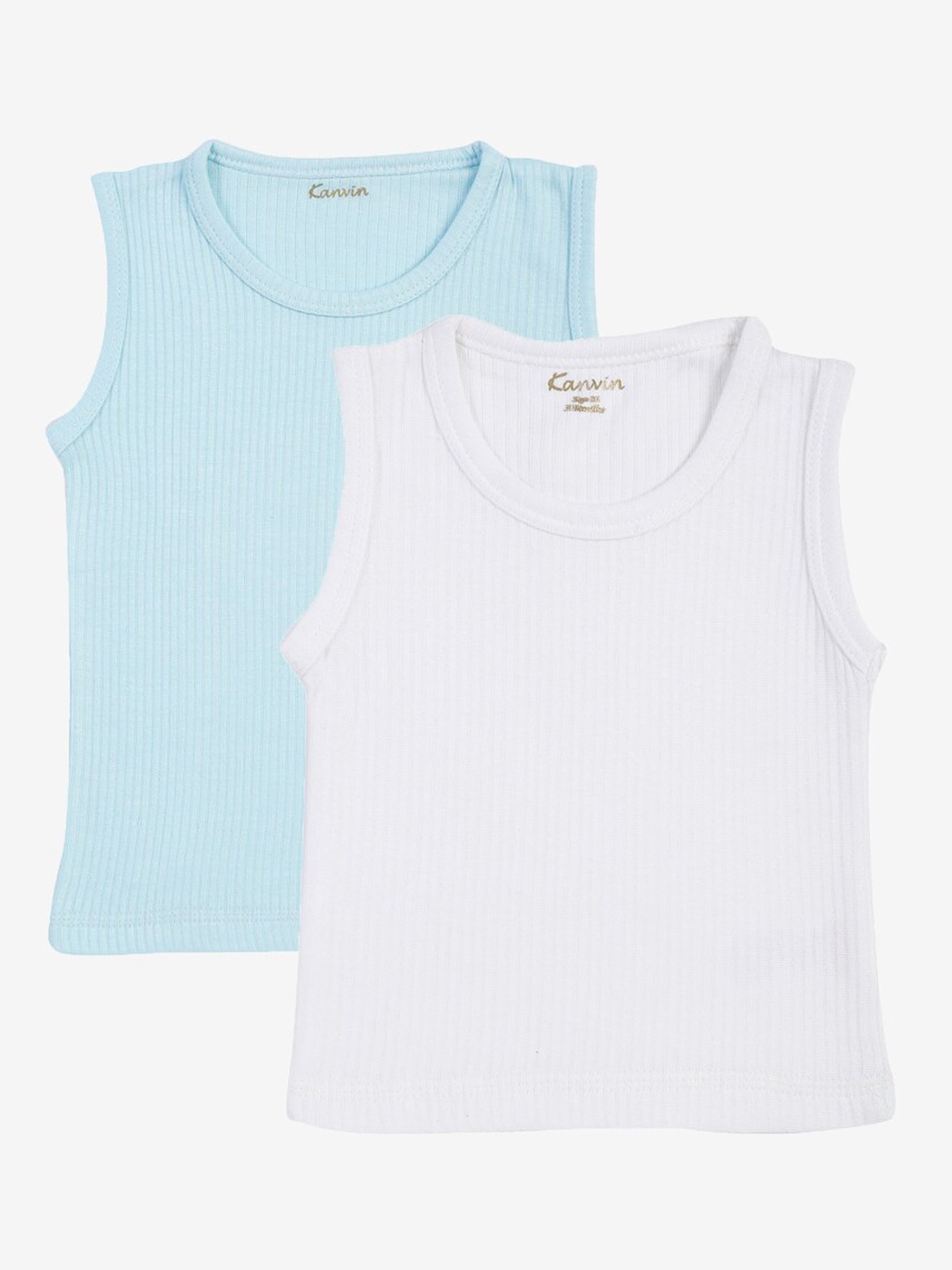 

Kanvin Boys Pack Of 2 Turquoise & White Cotton Ribber Thermal Tops